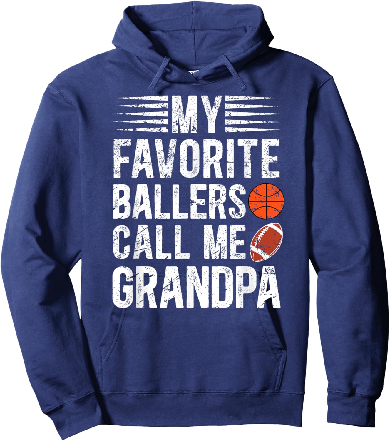 Ballers Call Me Grandpa Basketball Football Grandpa Hoodie - Hoodie | Navy
