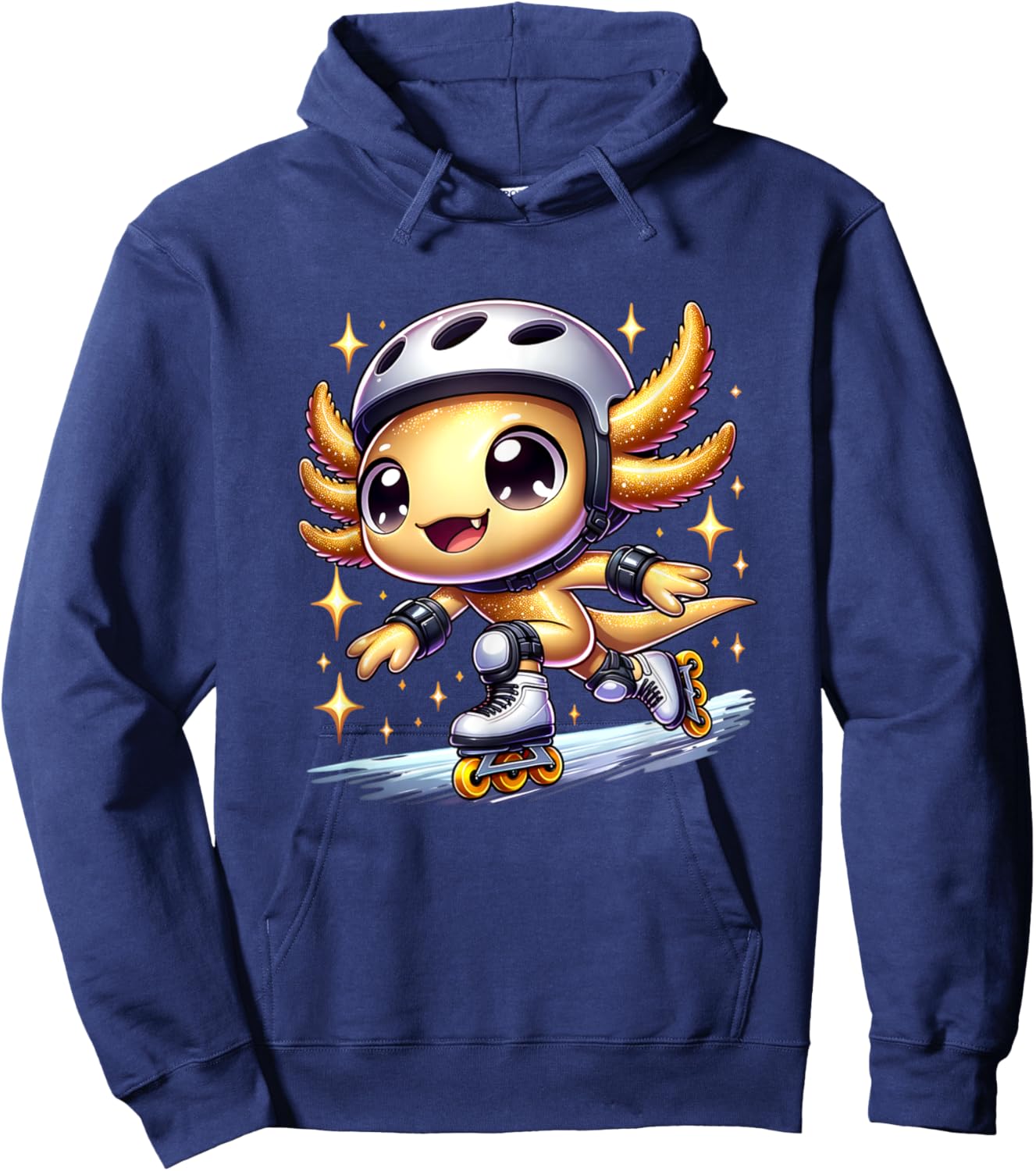 Funny Axolotl Rollerblade roller skater roller skate funny Hoodie - Hoodie | Navy