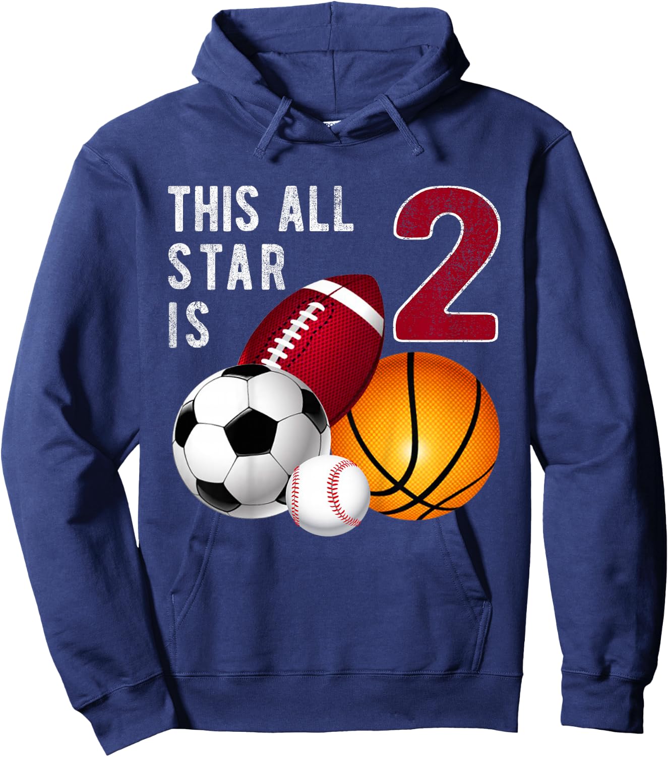 This All Star is 2 Years Old Gift Kids Birthday Hoodie - Hoodie | Navy