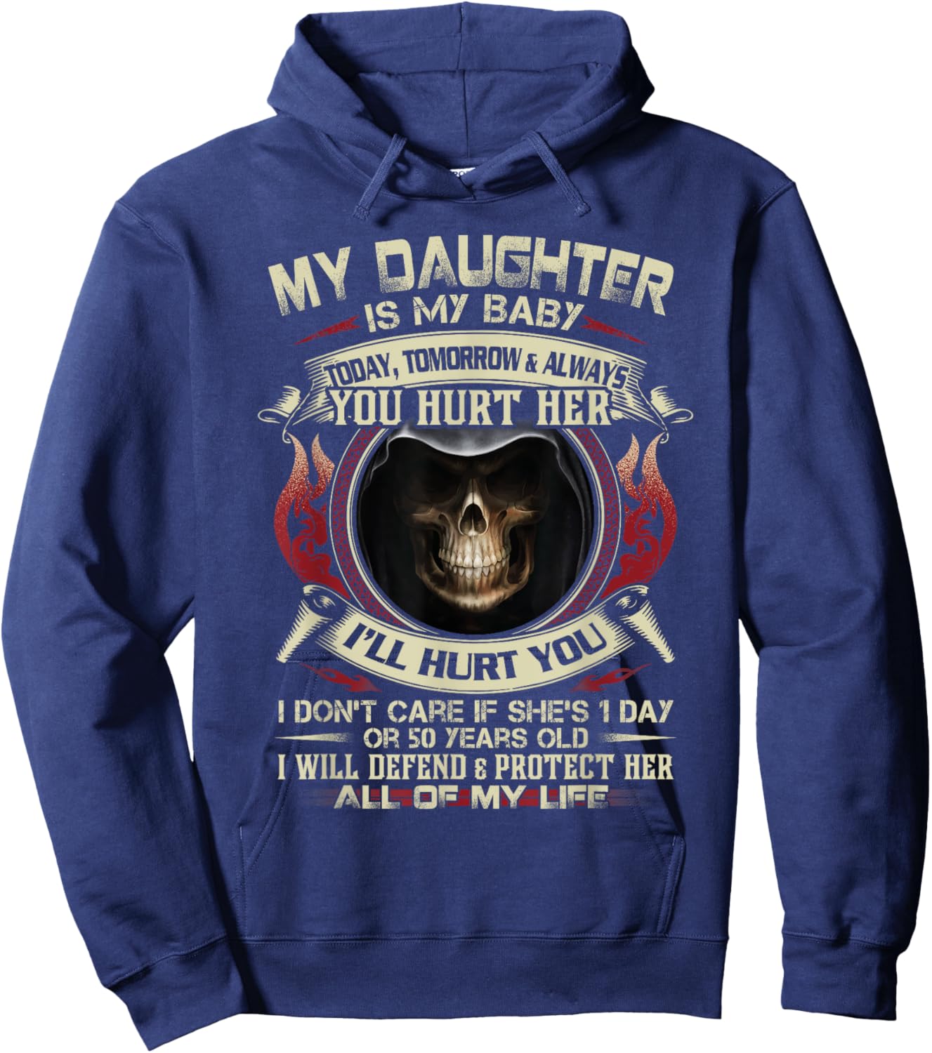 Badass Dad Shirt My Daughter Dating Hurt Her Protect Defend Hoodie - Hoodie | Navy