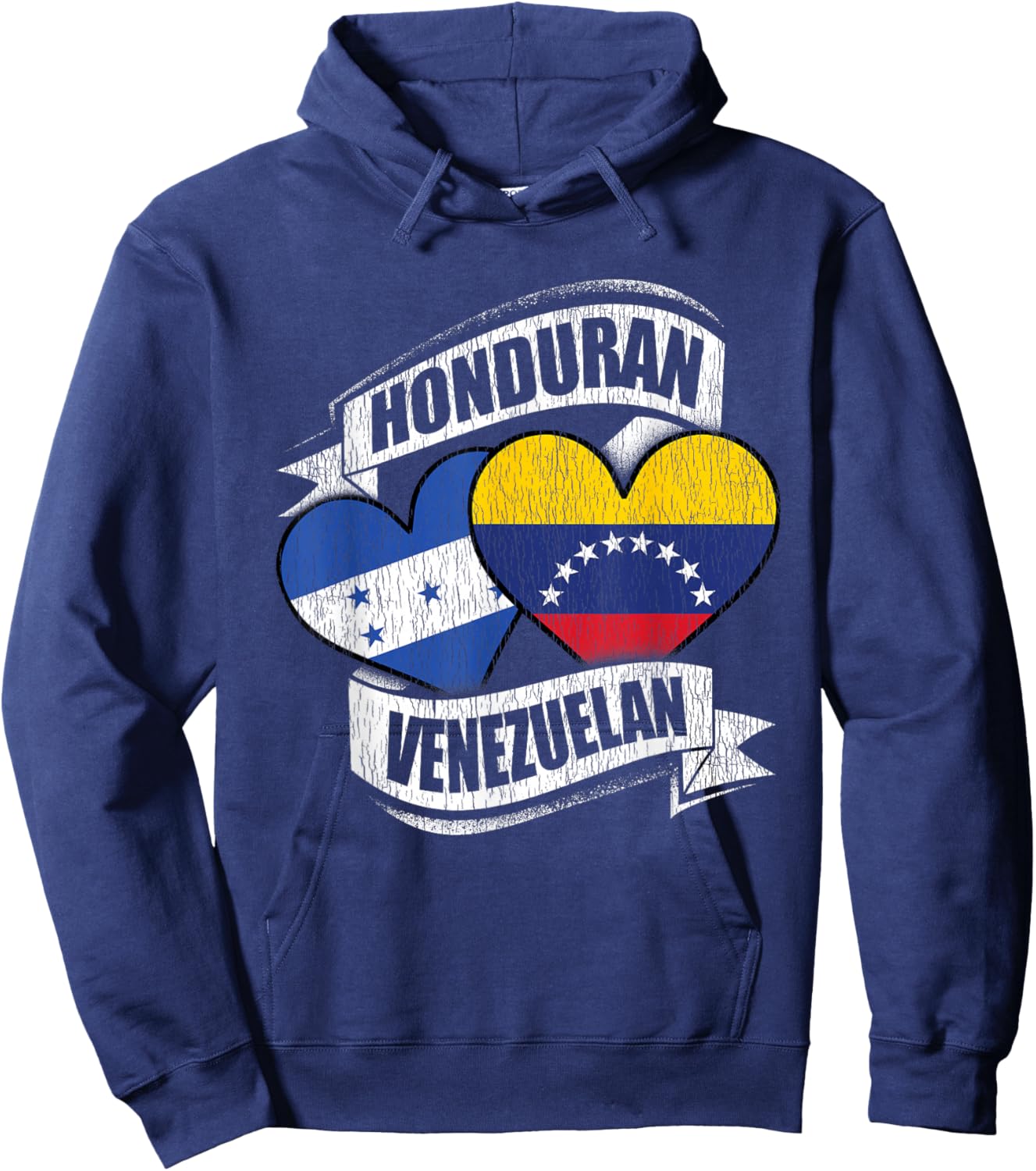 Honduran Venezuelan Hearts Honduras Venezuela Flags Hoodie - Hoodie | Navy