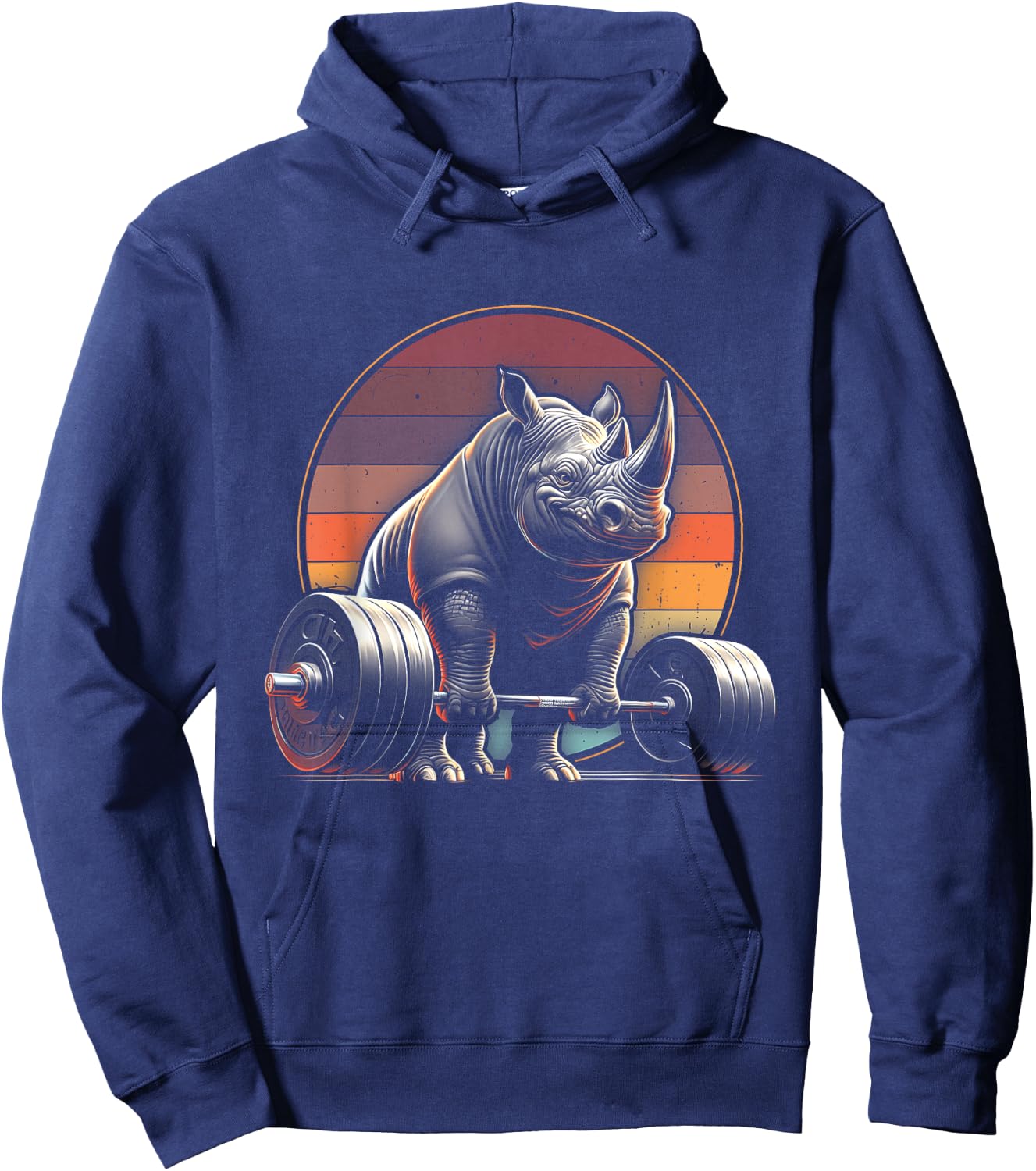 Rhinoceros Powerlifting Weightlifting Gym Rhino Lovers -Adults, -Kids Black Animal Print Rhinoceros Hoodie - Hoodie | Navy