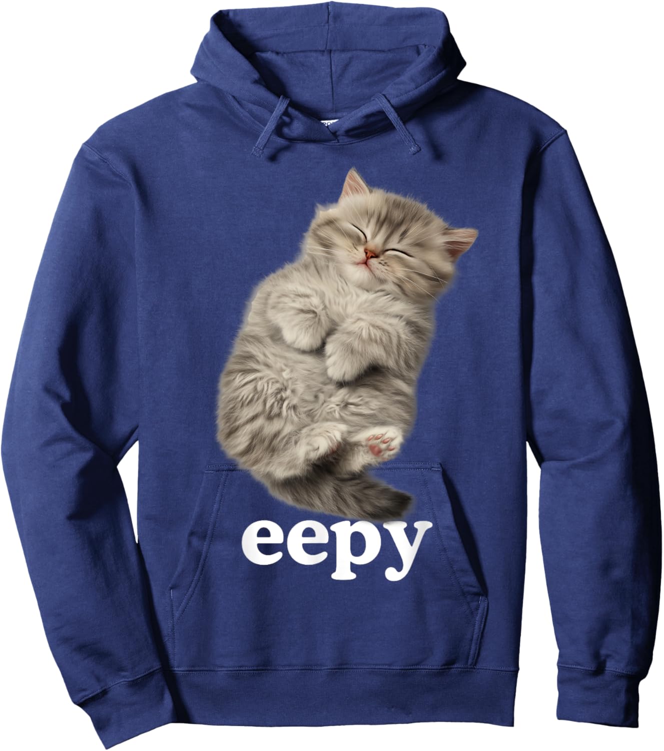 Eepy Cat, Silly Sleepy Cat Meme Cute Fluffy cat Lovers Men Women Kids Hoodie - Hoodie | Navy