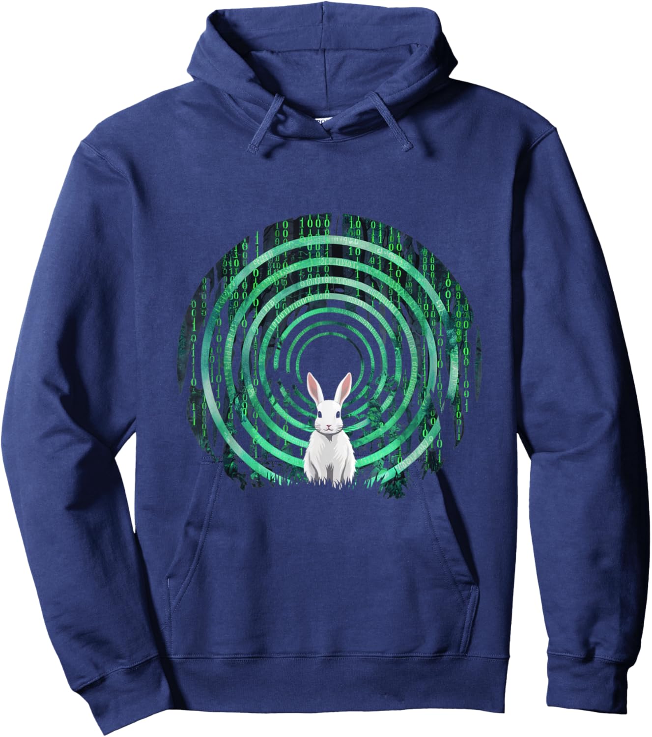 Conspiracy Theories Green Vortex Hole With Rabbit Hoodie - Hoodie | Navy