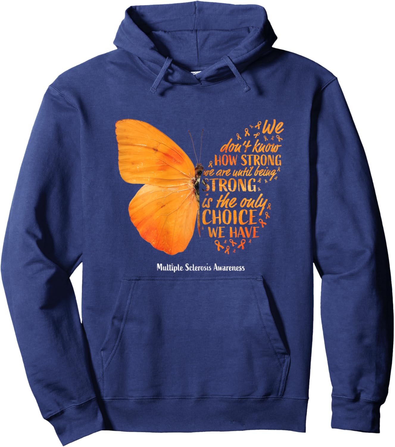 Multiple Sclerosis Awareness Gifts Women Mom Cute Butterfly Hoodie - Hoodie | Navy