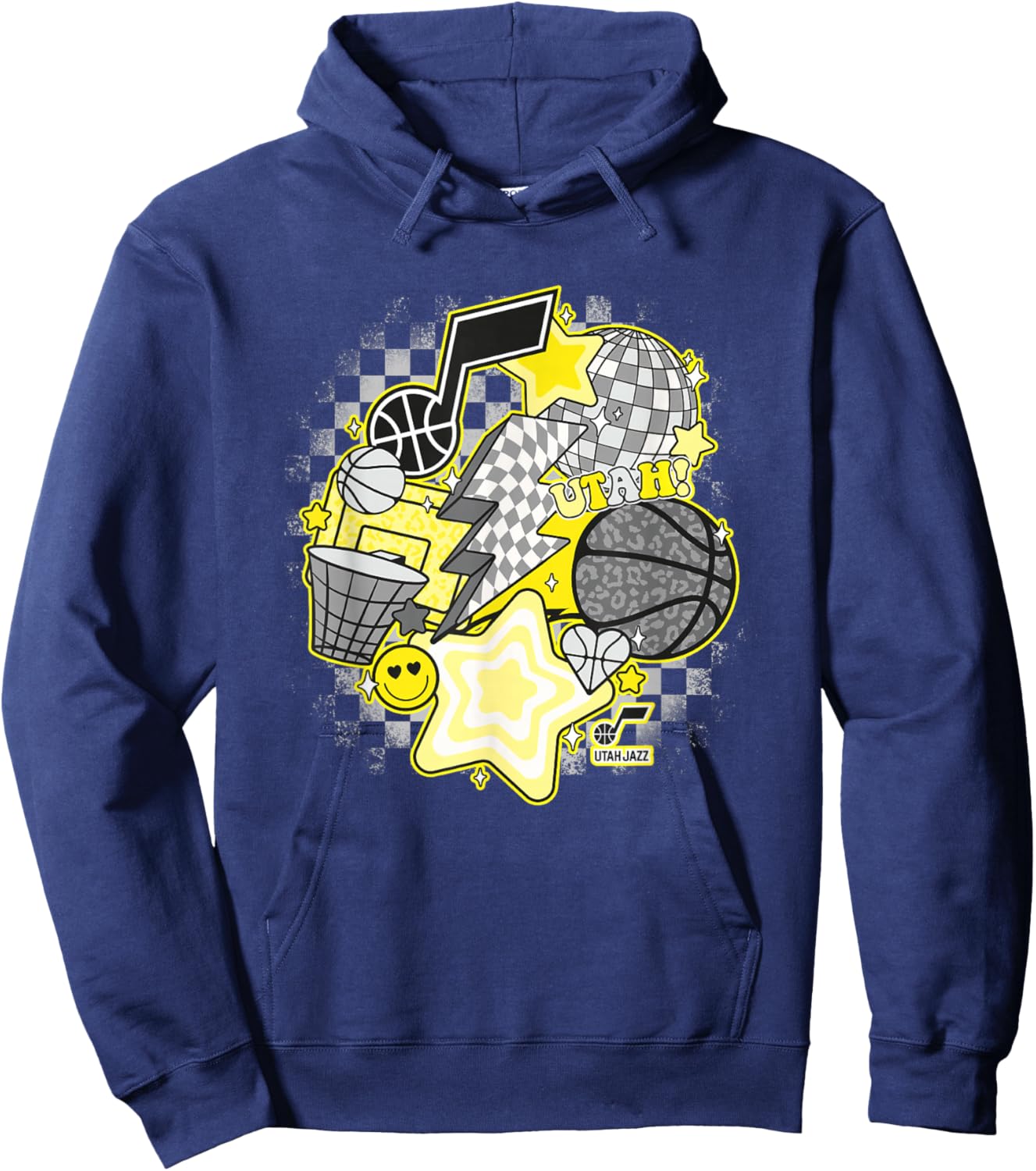 NBA Utah Jazz Psychedelic Basketball Collage Hoodie - Hoodie | Navy