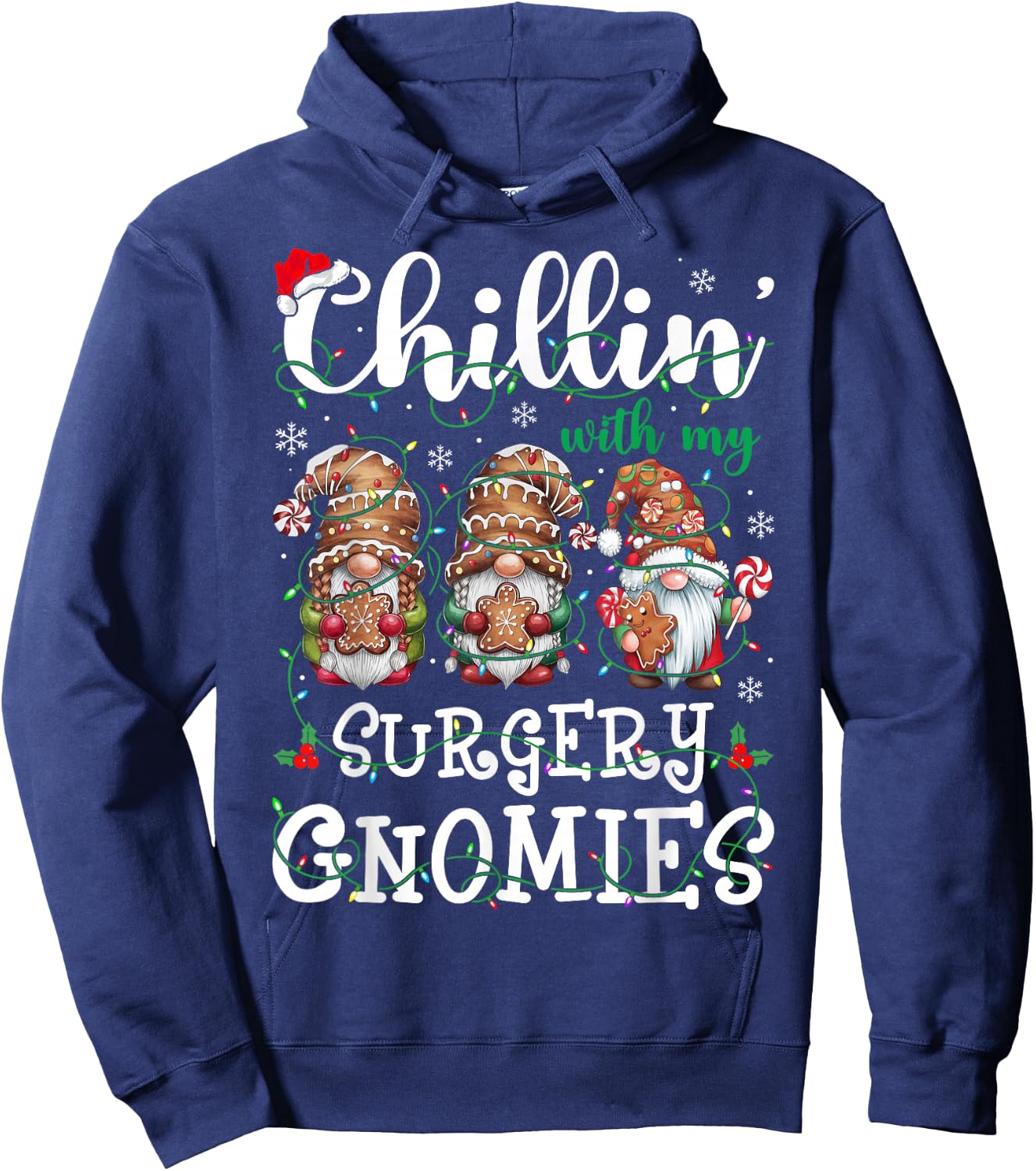 Chillin With My Surgery Gnomies Christmas Surgical Nurse Hoodie - Hoodie | Navy