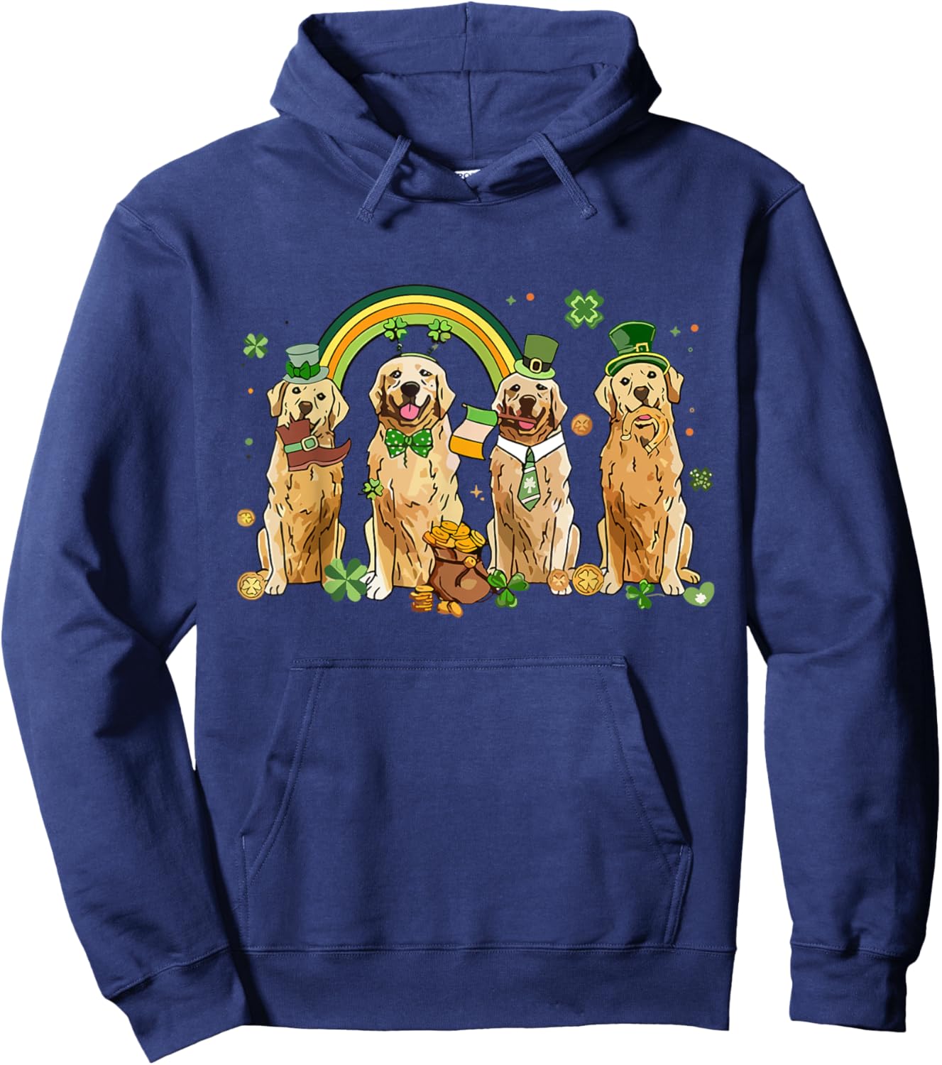 Golden Retriever St Patrick's Day Shamrock Golden Dog Mom Women Hoodie - Hoodie | Navy