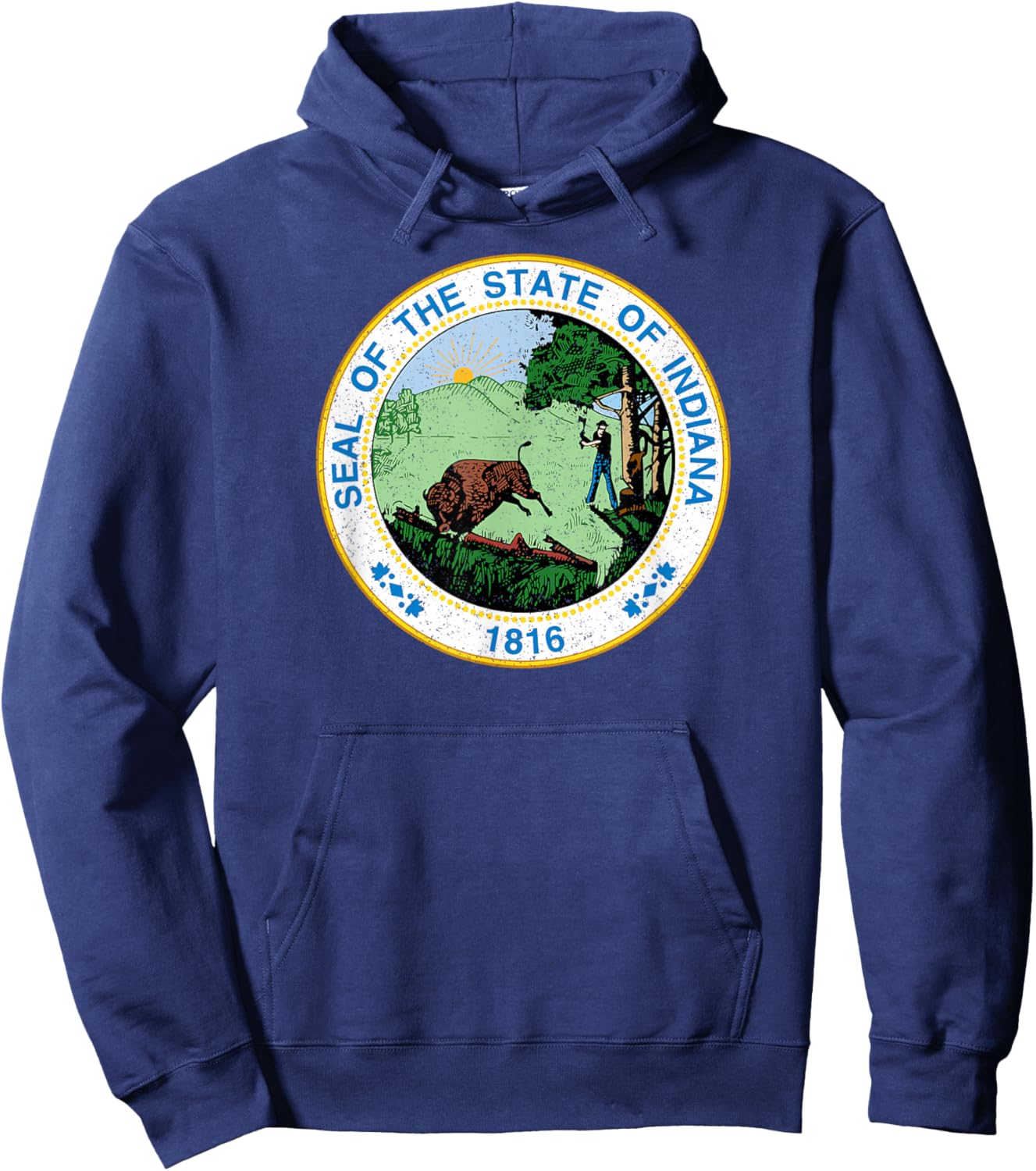 Indiana State Seal Flag Hoodie - Hoodie | Navy