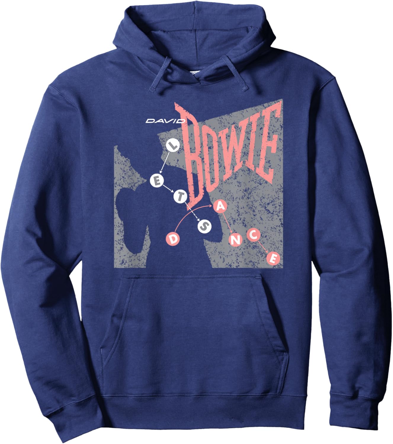 David Bowie Let's Dance Pink and Grey Hoodie - Hoodie | Navy