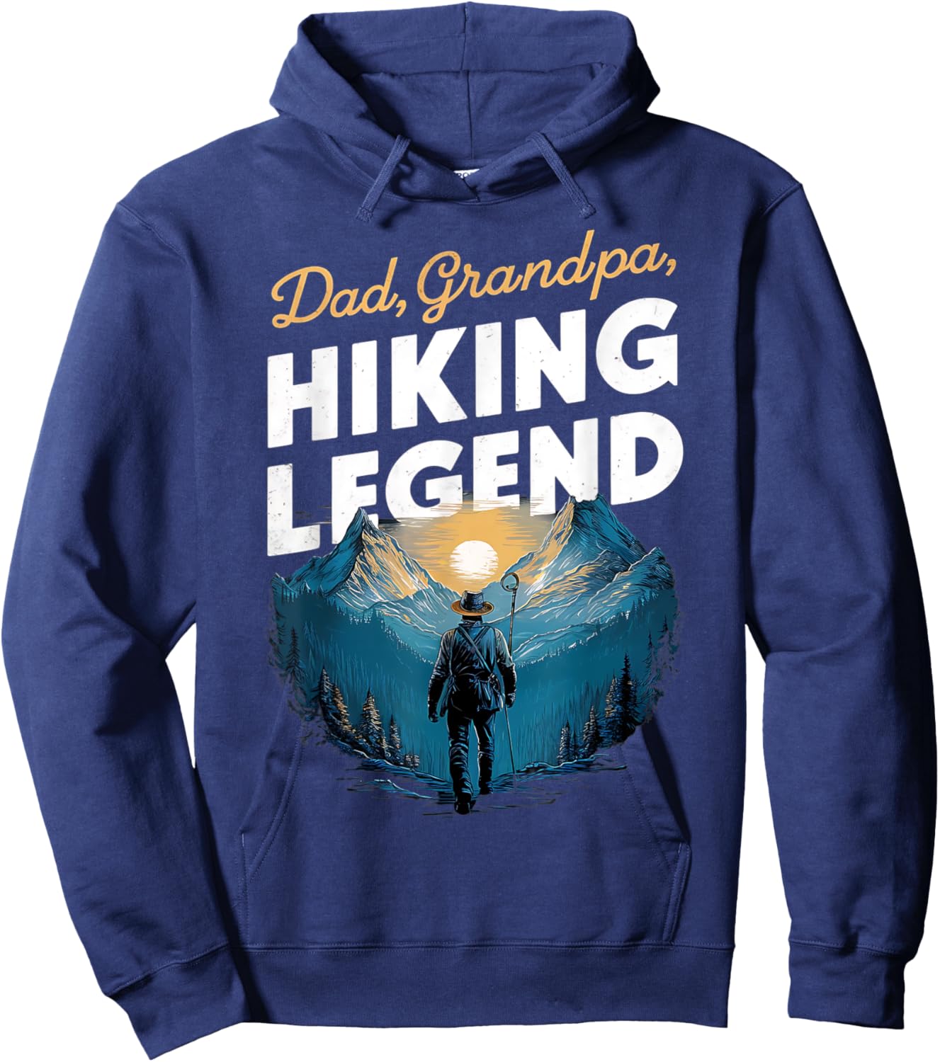 Father Day Dad Grandpa Hiking Legend New Hiker men Hiking Hoodie - Hoodie | Navy
