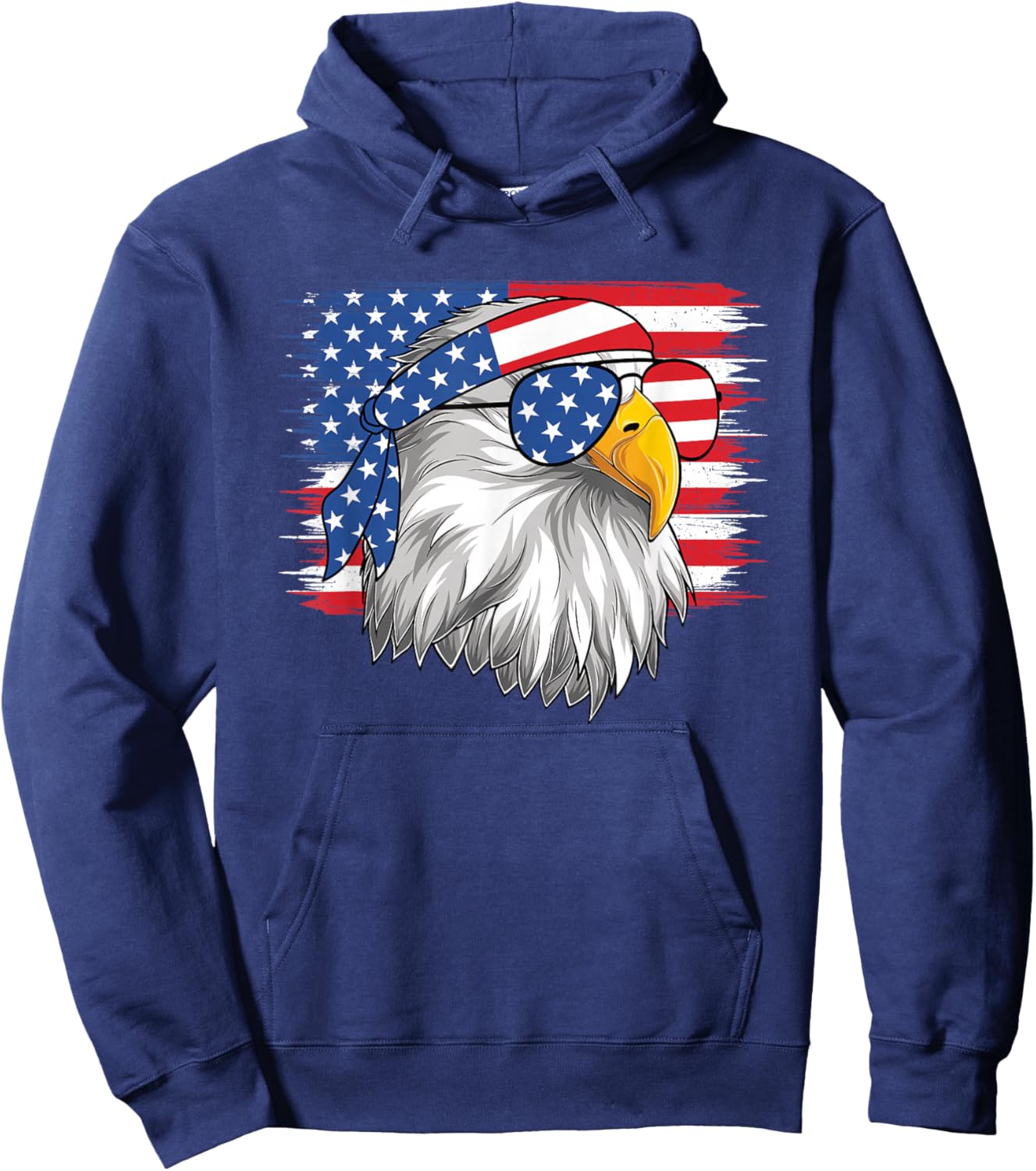 Funny 4th Of July American Flag Patriotic Eagle USA Men Boys Hoodie - Hoodie | Navy
