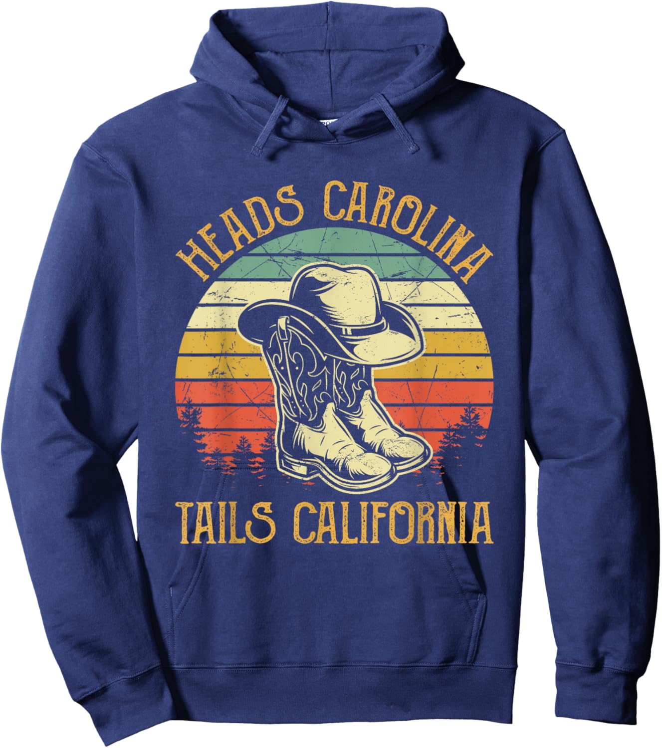 Heads Carolina Tail California Western Cowgirl Country Music Hoodie - Hoodie | Navy