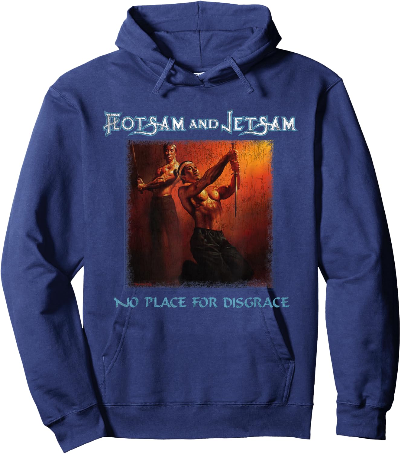 Manic Merch LLC Flotsam and Jetsam - No Place for Disgrace Classic Fit Black Hoodie - Hoodie | Navy