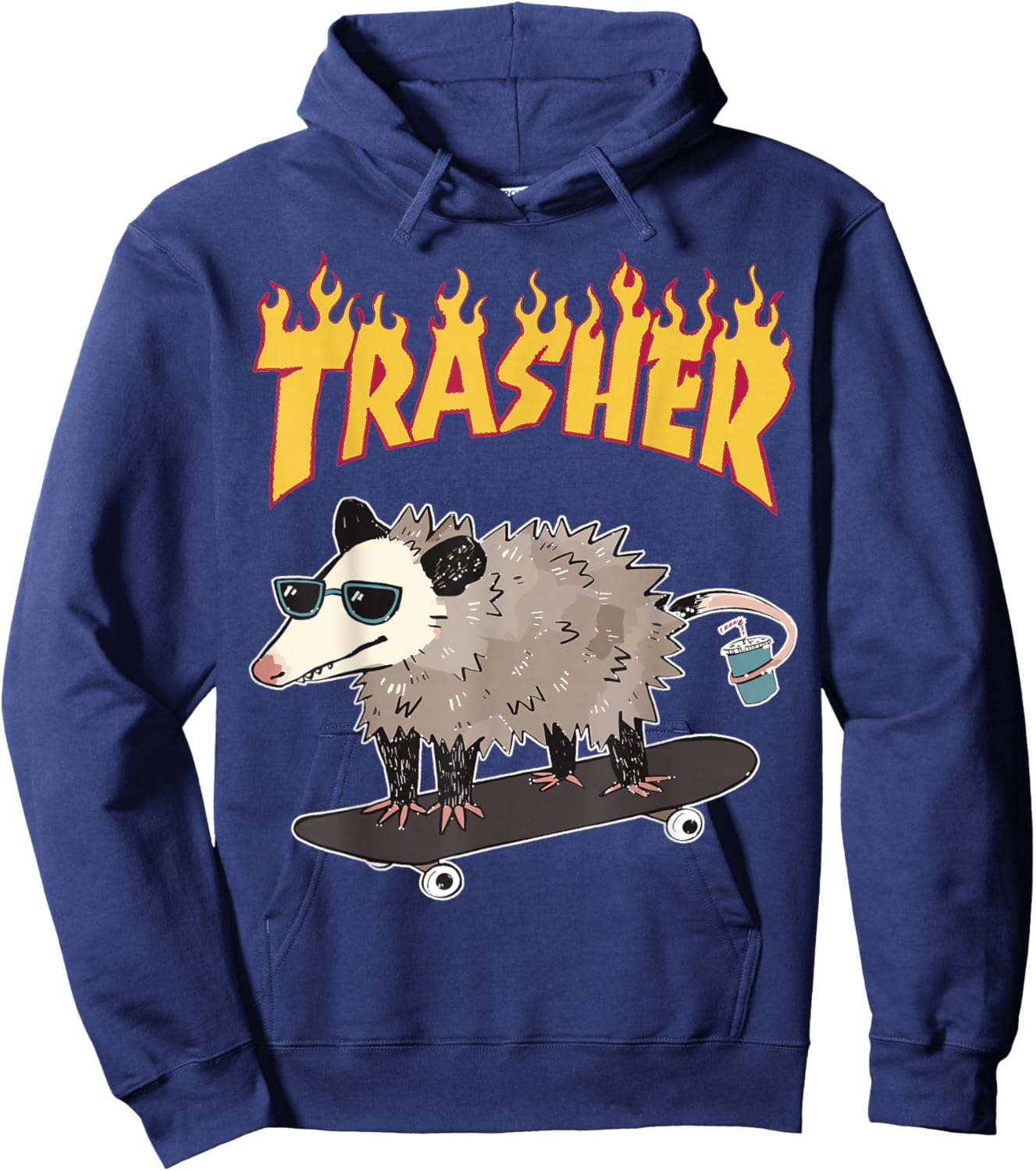 Opossum Skater Hipster Trasher Funny Trash Opossum Meme Hoodie - Hoodie | Navy