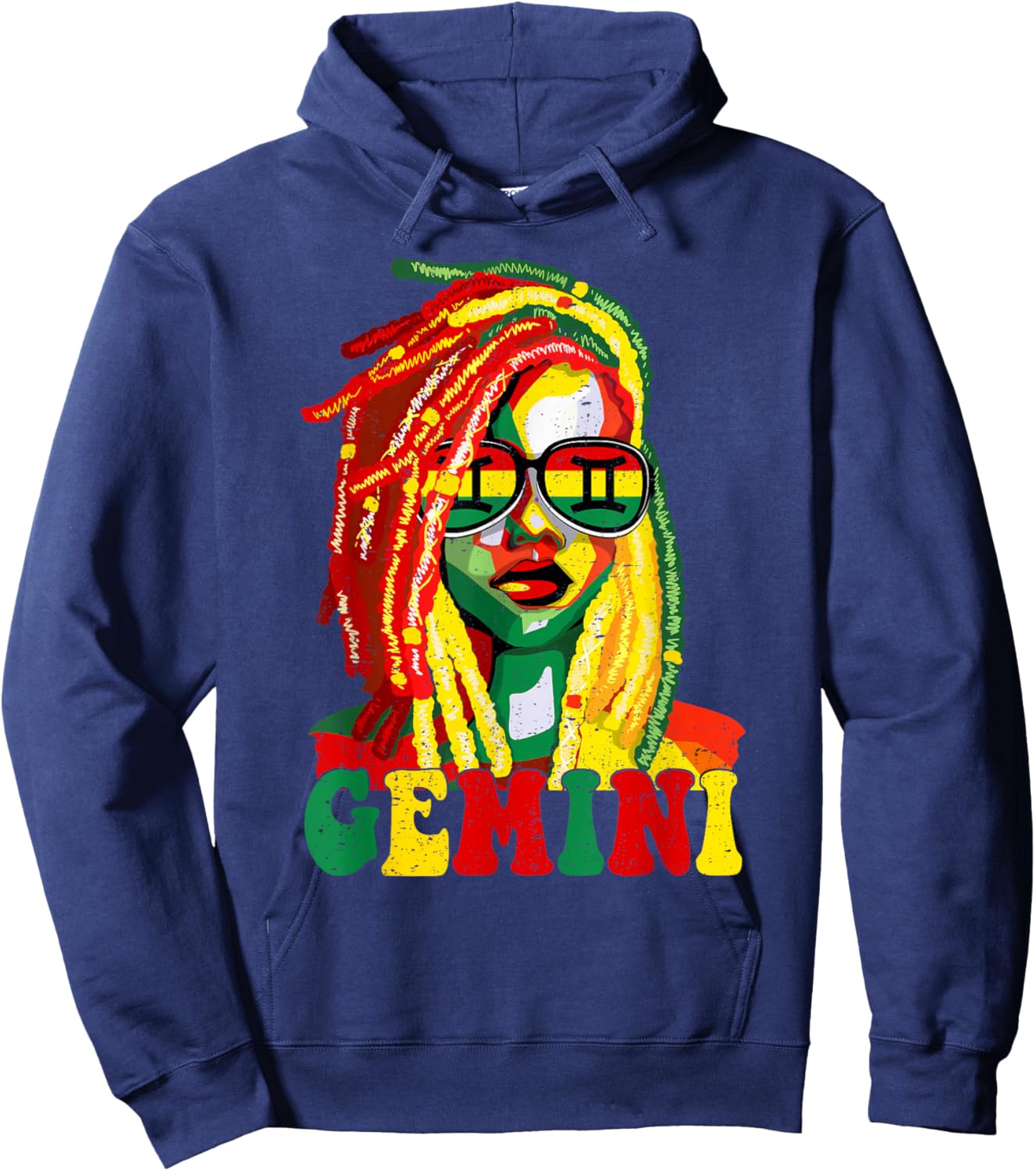 Gemini Queen Black Women Loc'd Girl Zodiac Sign Birthday Hoodie - Hoodie | Navy
