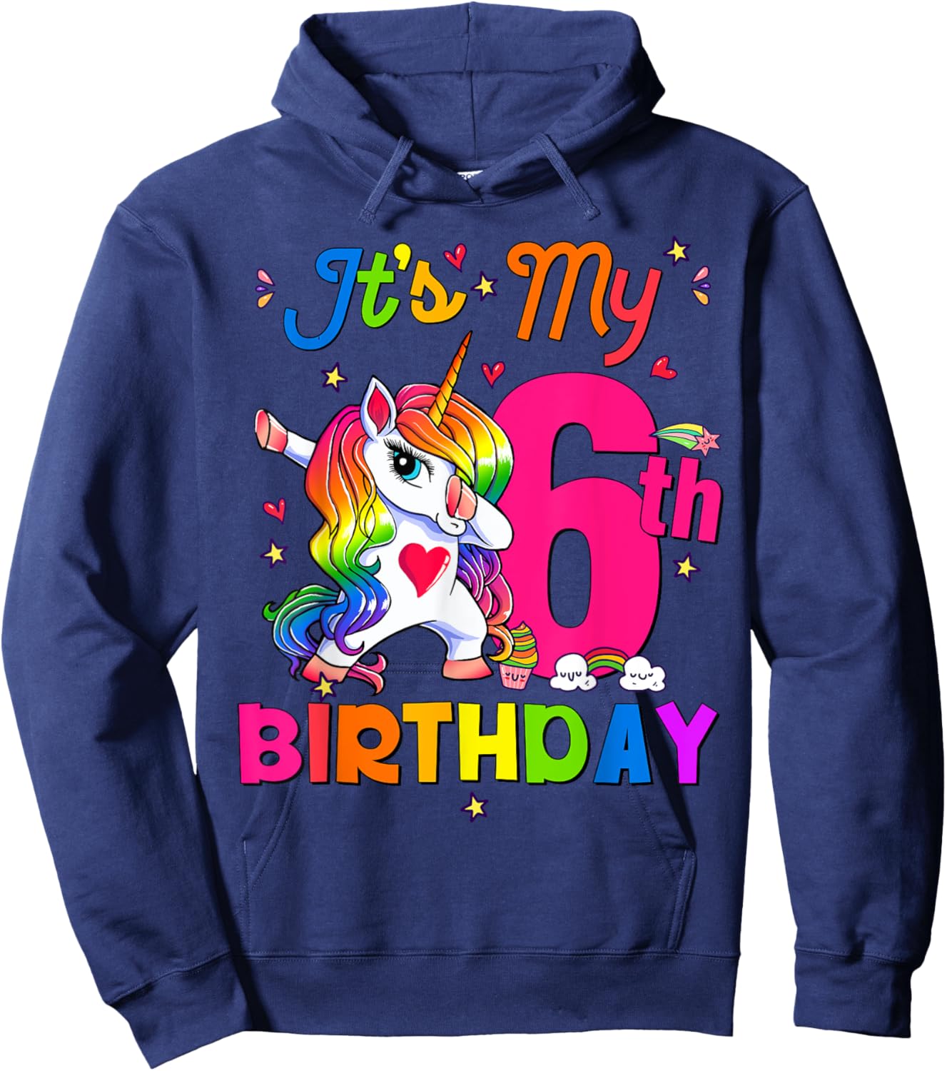 6 Years Old Unicorn It's My 6th Birthday Girl Party Hoodie - Hoodie | Navy