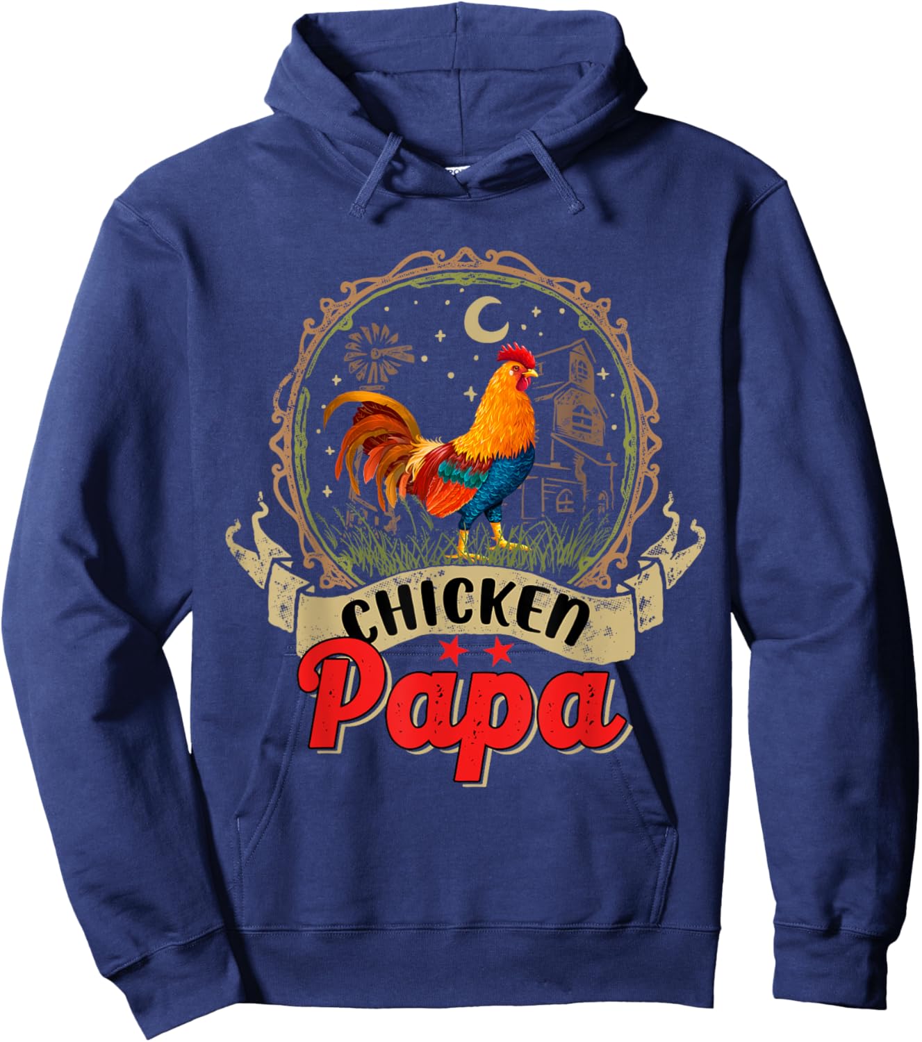 Vintage Chicken Papa Costume Chicken Lover Farmer Family Hoodie - Hoodie | Navy