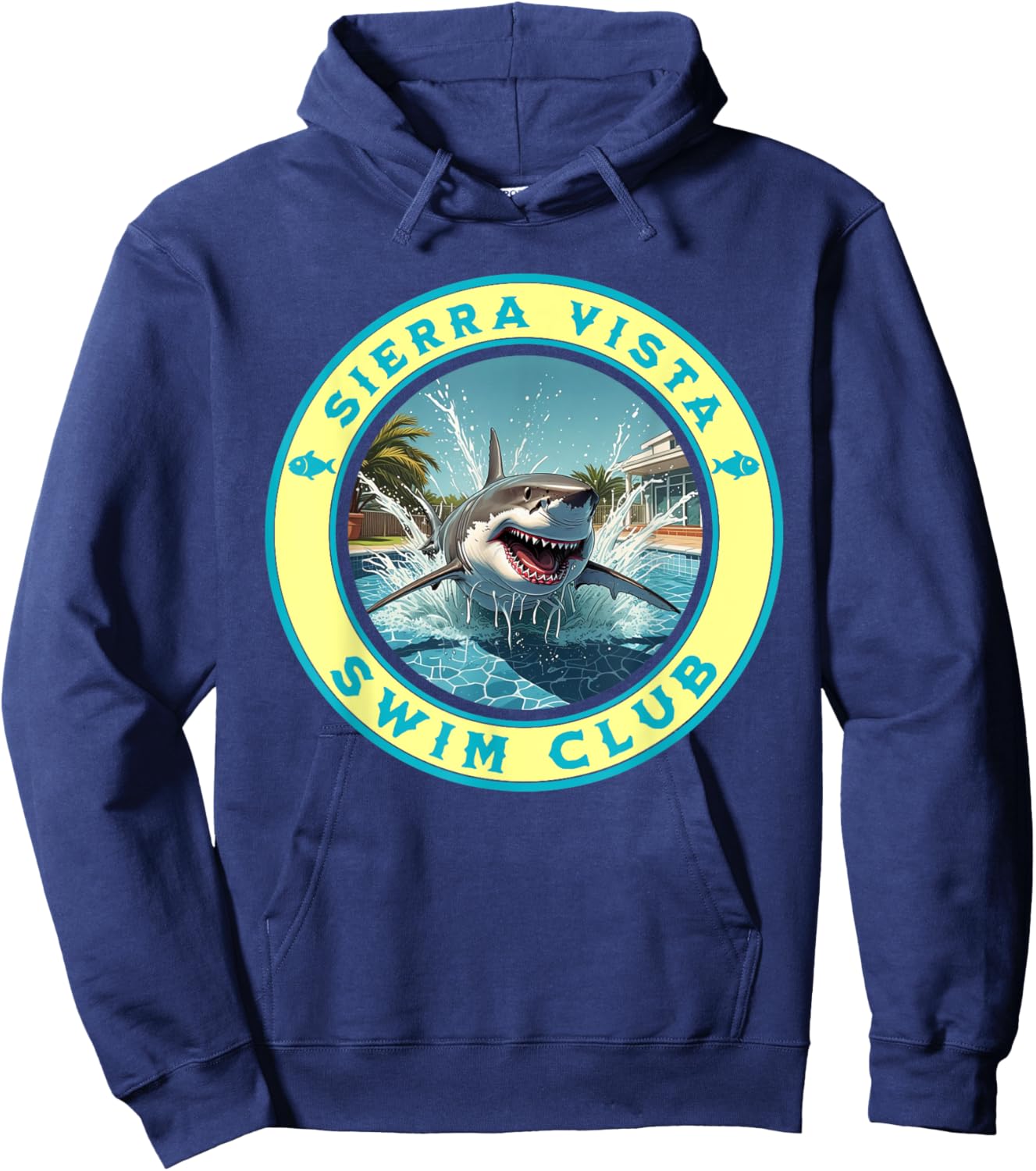 Pool Party Sierra Vista AZ Shark Theme Swimming Souvenir Hoodie - Hoodie | Navy
