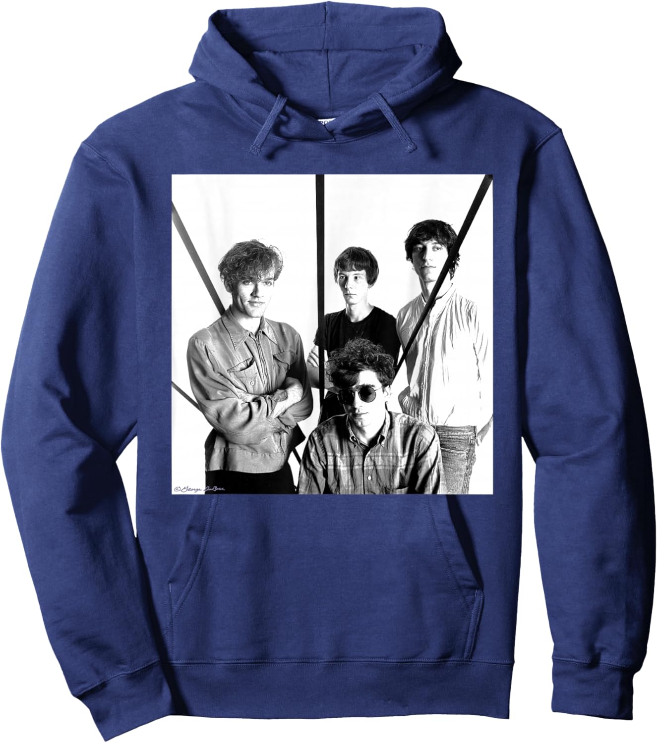 REM New York Band Photo by George DuBose Hoodie - Hoodie | Navy