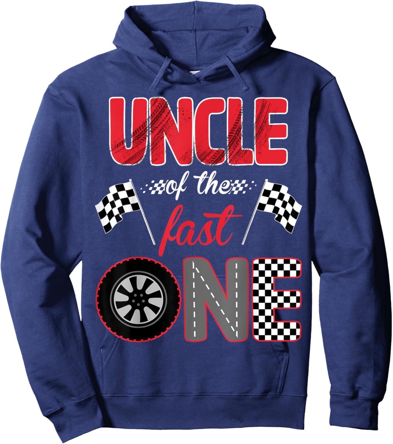 Uncle Of The Fast One Birthday 1st Race Car Family Hoodie - Hoodie | Navy