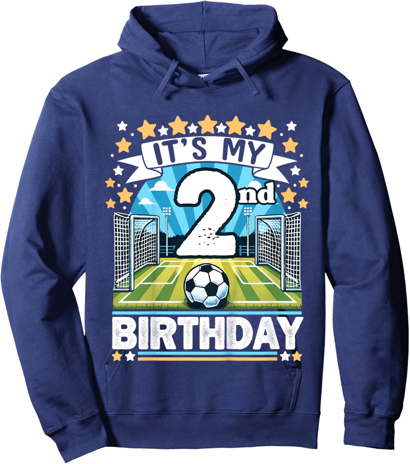 Kids It's My 2nd Birthday Soccer Football 2 Years Old Boy Player Hoodie - Hoodie | Navy