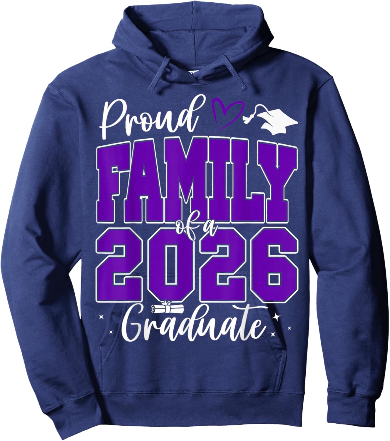 Proud Family of a Class of 2026 Graduate Senior Graduation Hoodie - Hoodie | Navy