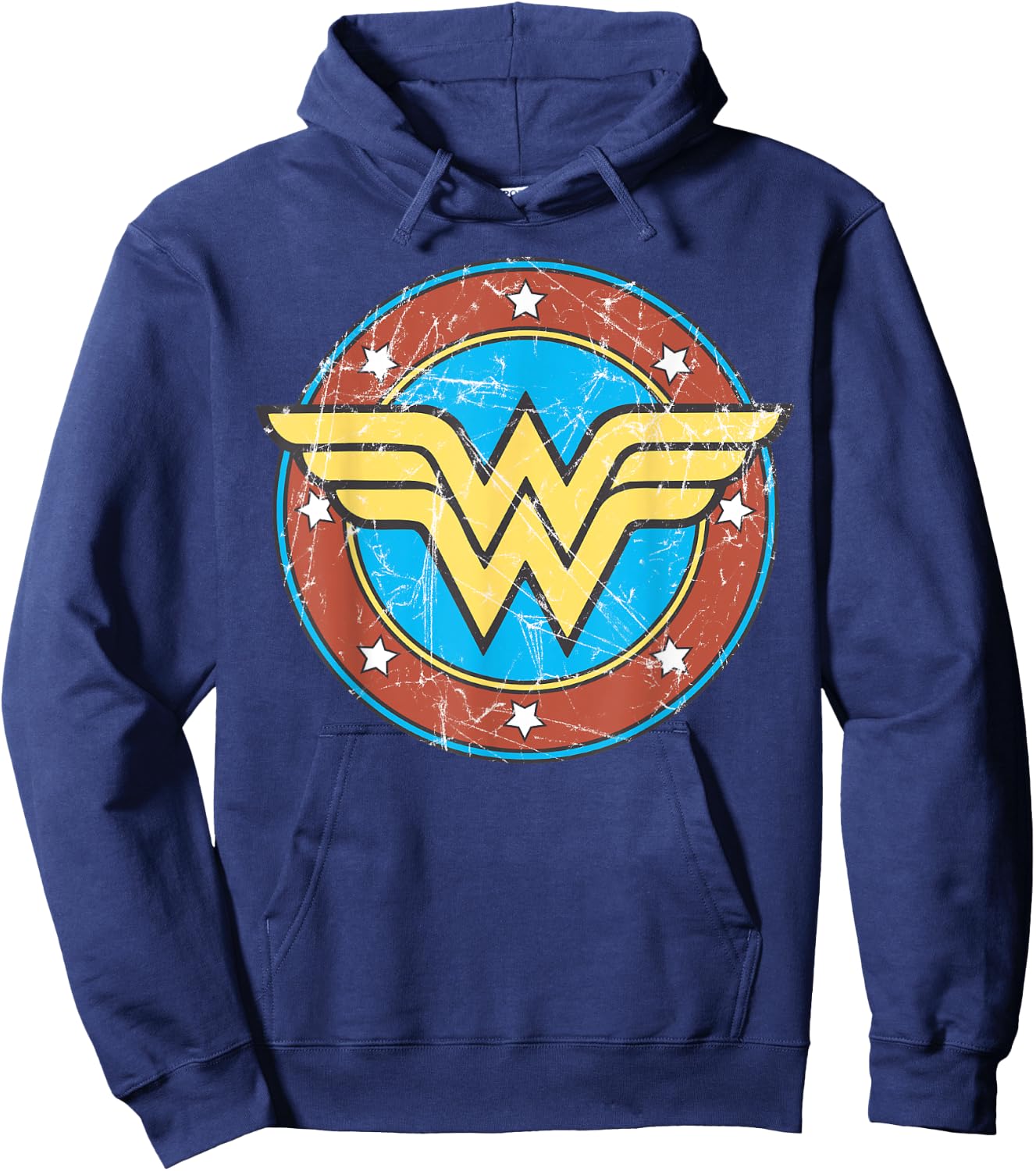 DC Wonder Woman Logo Circle Distressed Hoodie - Hoodie | Navy
