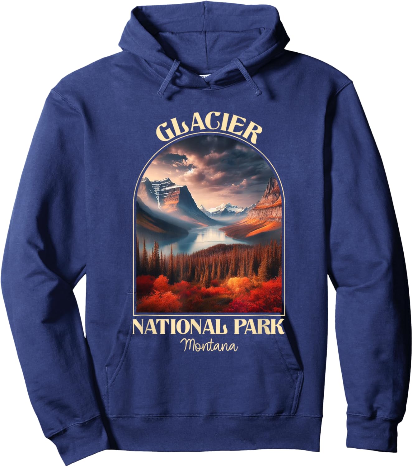 Vintage Glacier National Park Autumn Season Camping Hiking Hoodie - Hoodie | Navy