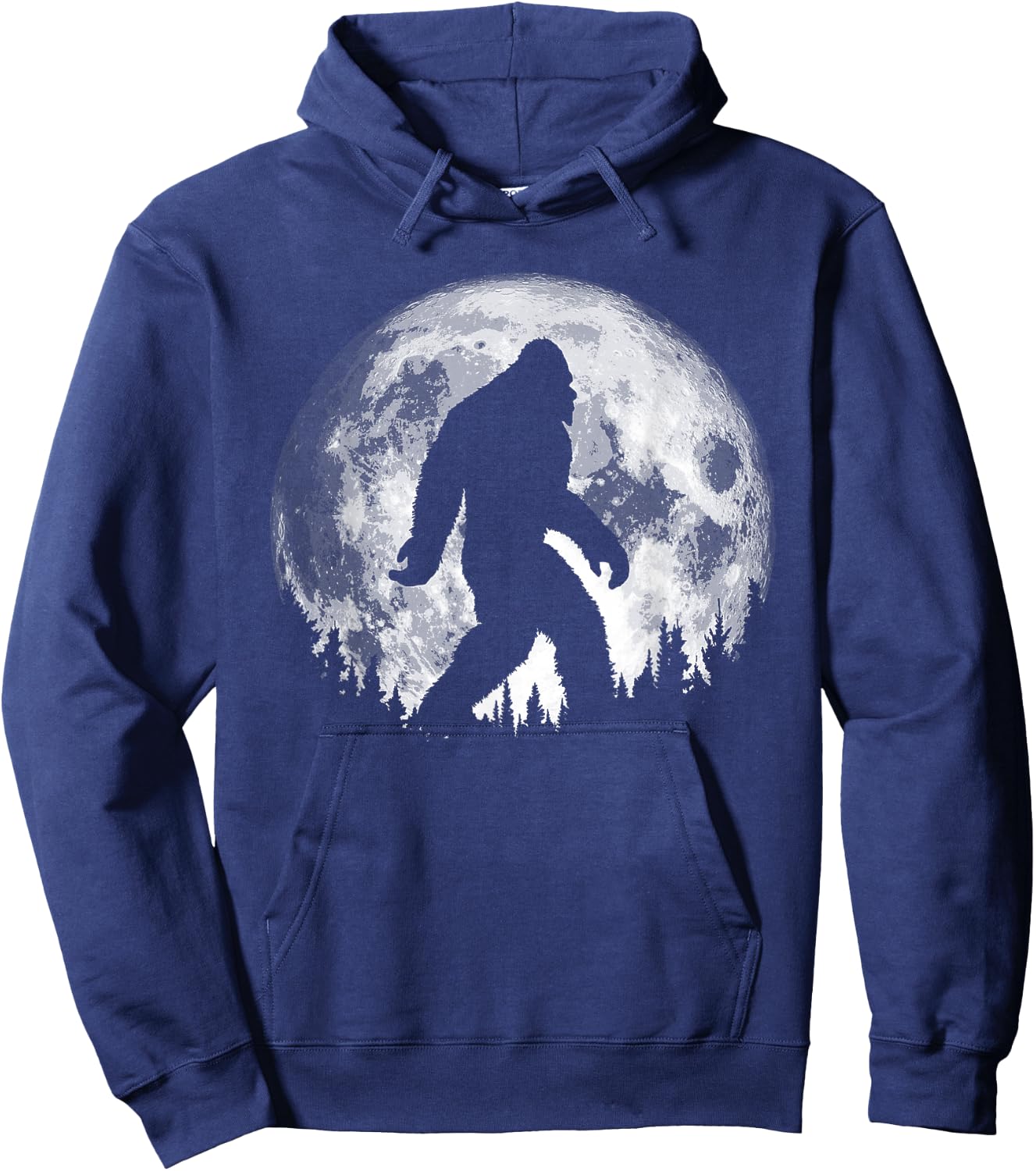 Bigfoot Night Stroll! Cool Full Moon & Trees Sasquatch Hoodie - Hoodie | Navy