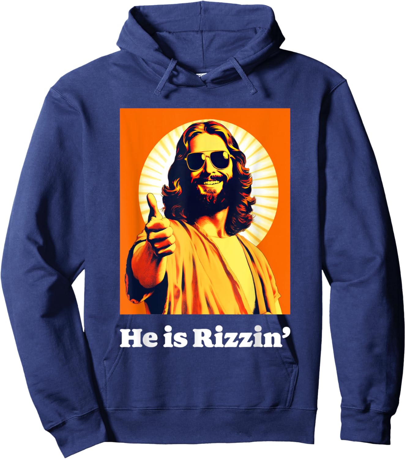 He Is Risen Cool Jesus Rizzin Funny Easter Hoodie - Hoodie | Navy