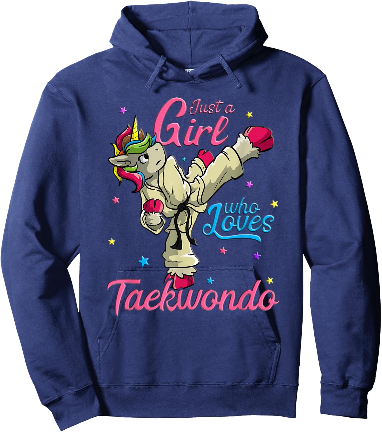Just a Girl Who Loves Taekwondo Unicorn Tae Kwon Do Gift Hoodie - Hoodie | Navy