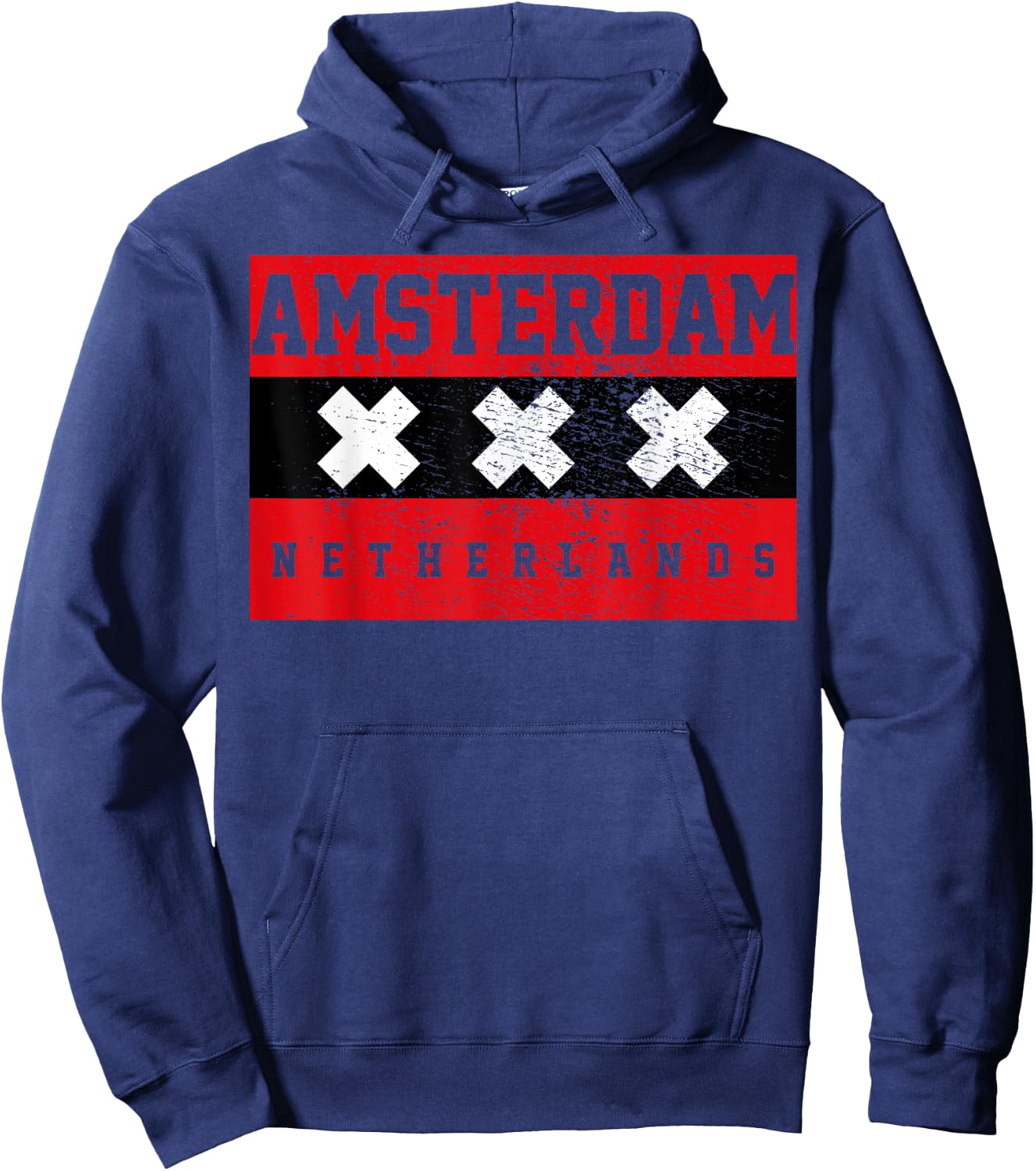 Designs and Gifts Amsterdam - Men's Adults Black Cotton 65% Polyester 35% Classic Fit Short Sleeve - Small Hoodie - Hoodie | Navy