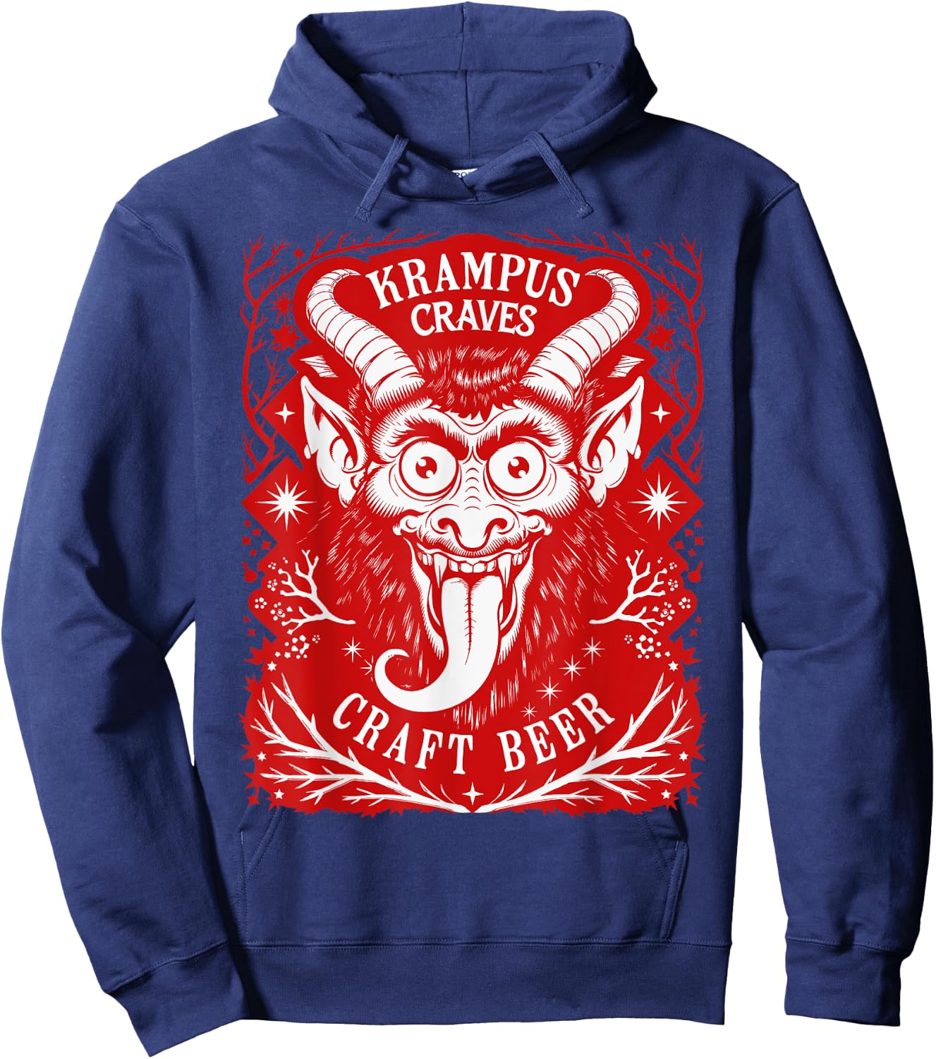 Funny Craft Beer German Krampus Folklore Krampus Craves Beer Hoodie - Hoodie | Navy