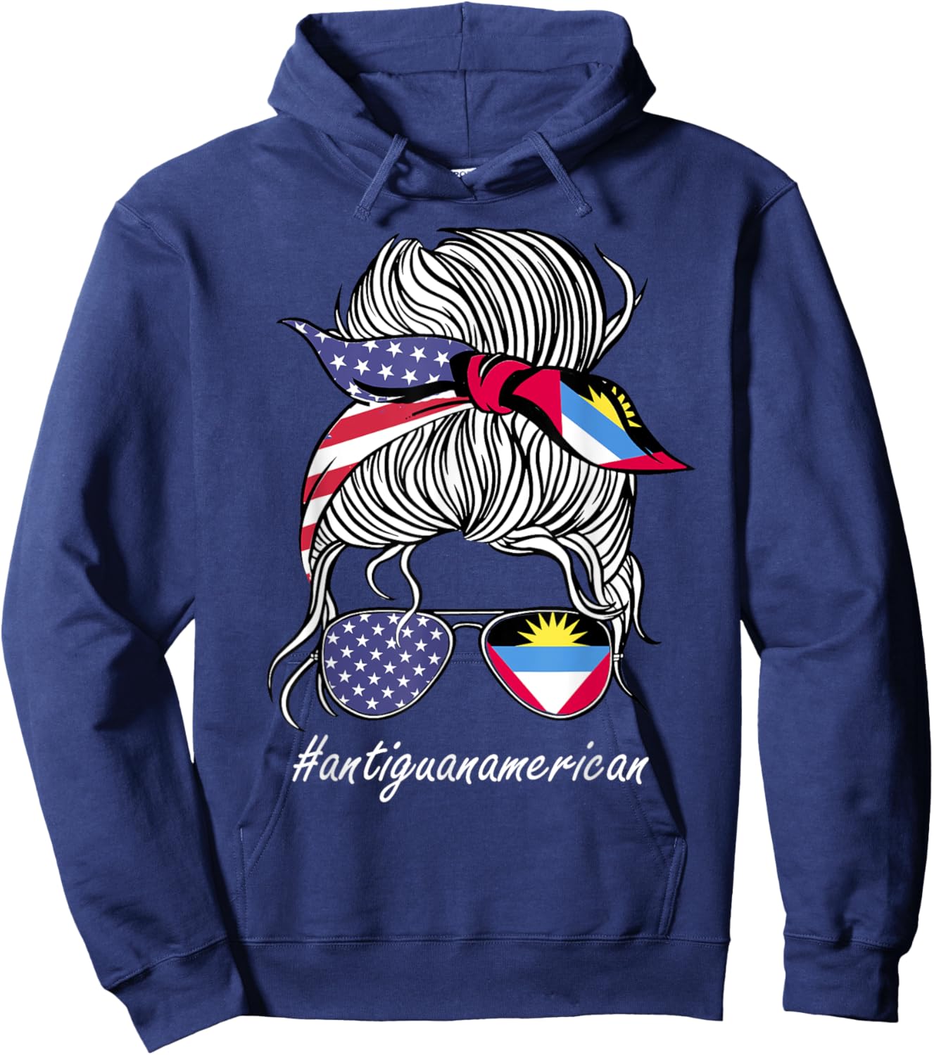 Antigua & Barbuda Heritage American Women Girl Anigua Flag Hoodie - Hoodie | Navy