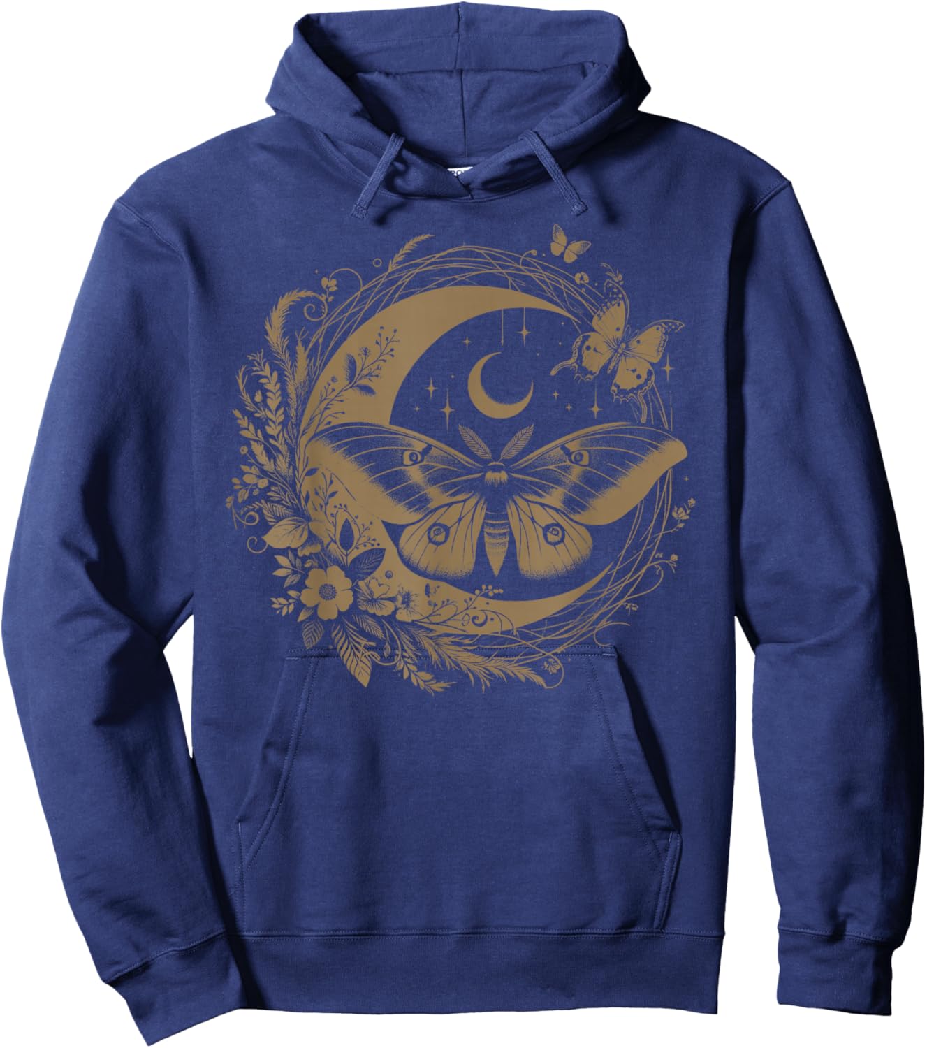 Cute Fairycore Floral Moth Aesthetic Girls Women Graphic Hoodie - Hoodie | Navy