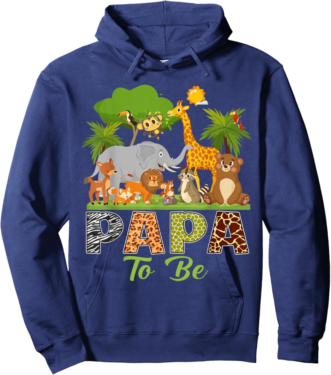 Soon To Be Papa Jungle Animal Safari Baby Announcement Hoodie - Hoodie | Navy