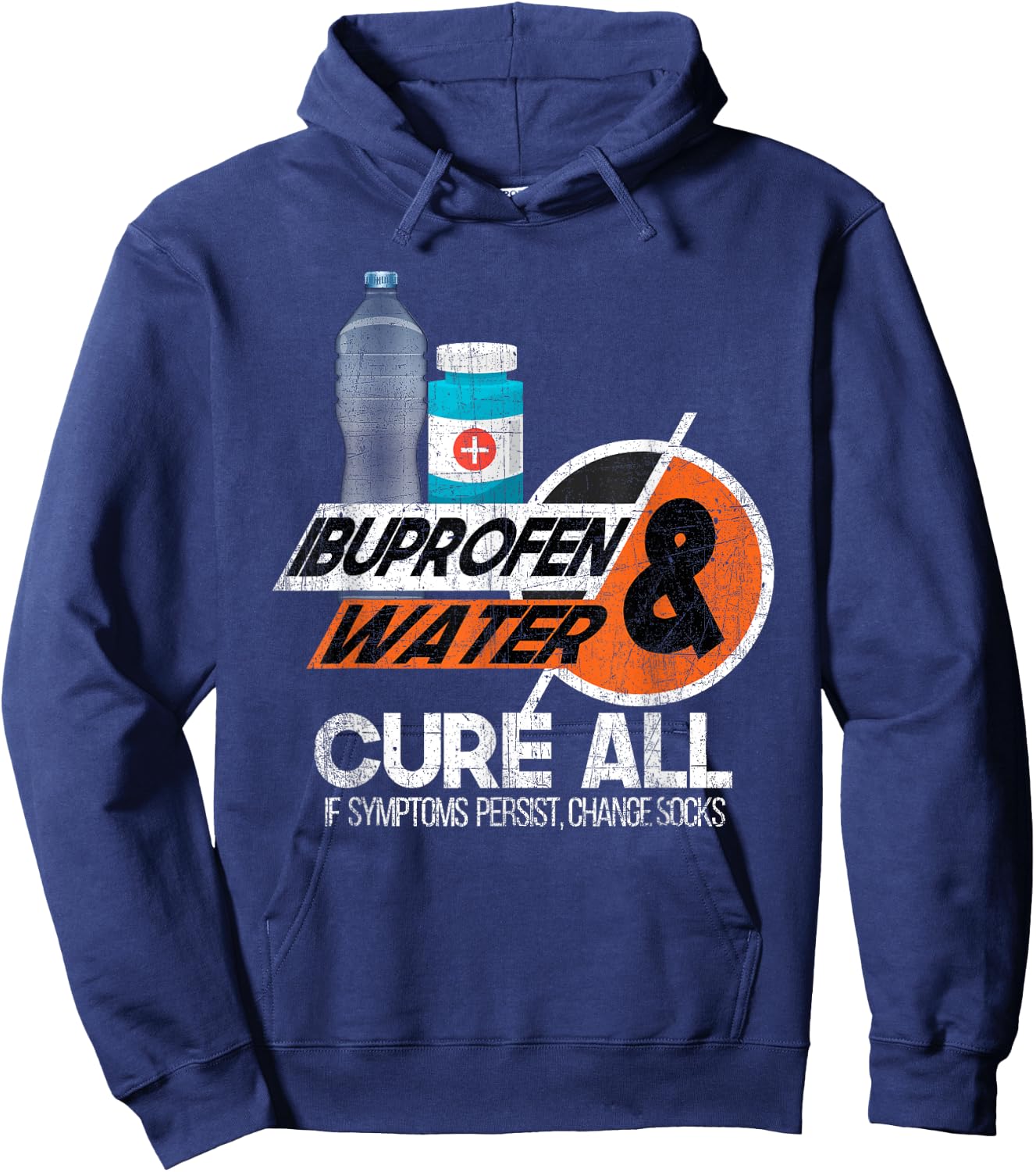 Ibuprofen + Water-Sarcastic Military Veteran Soldier Hoodie - Hoodie | Navy