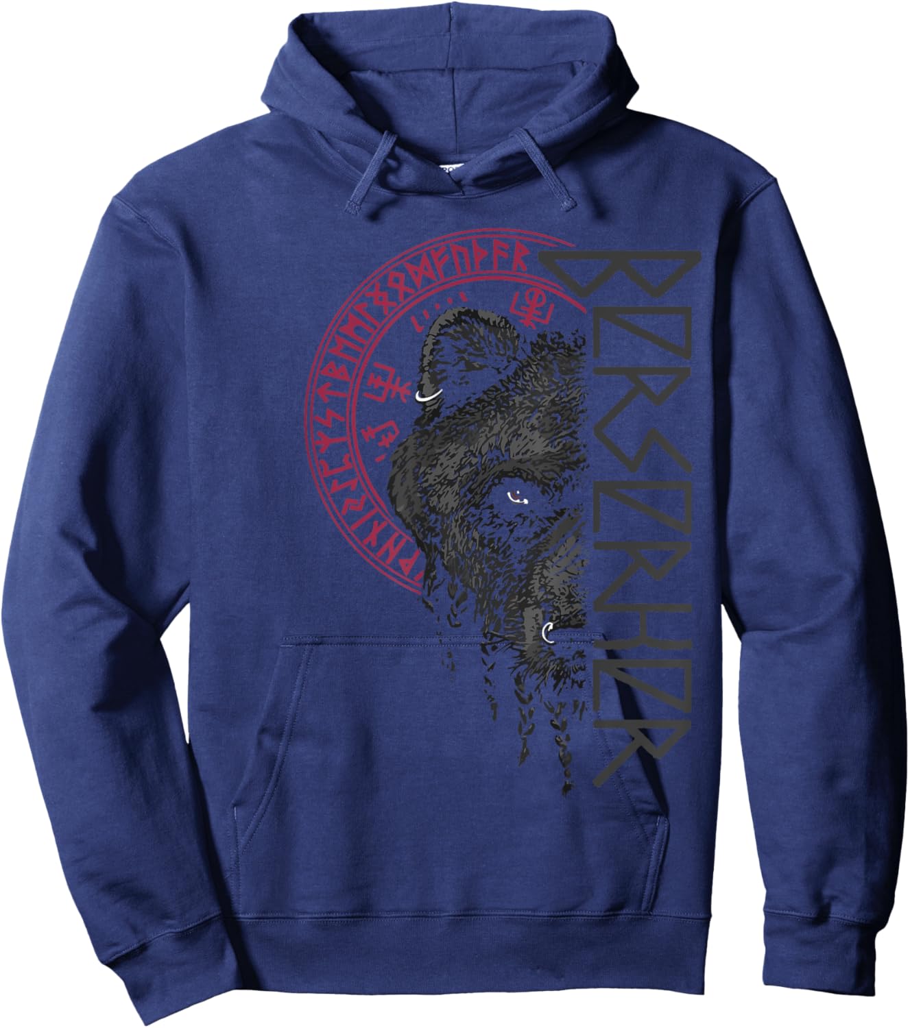 Berserk Bear Warrior Odin Runes Norse Compass Viking Hoodie - Hoodie | Navy