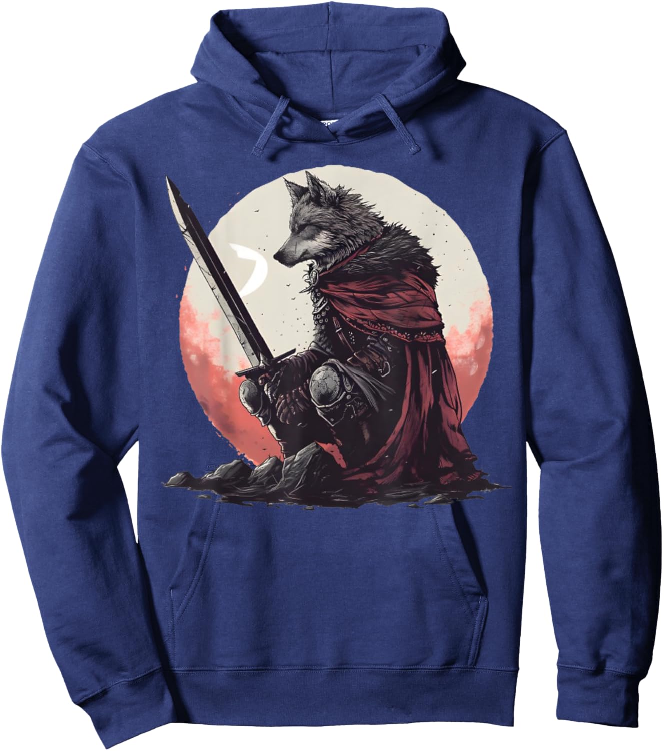 Majestic Sad Wolf Artwork - Wolf Sword Hoodie - Hoodie | Navy