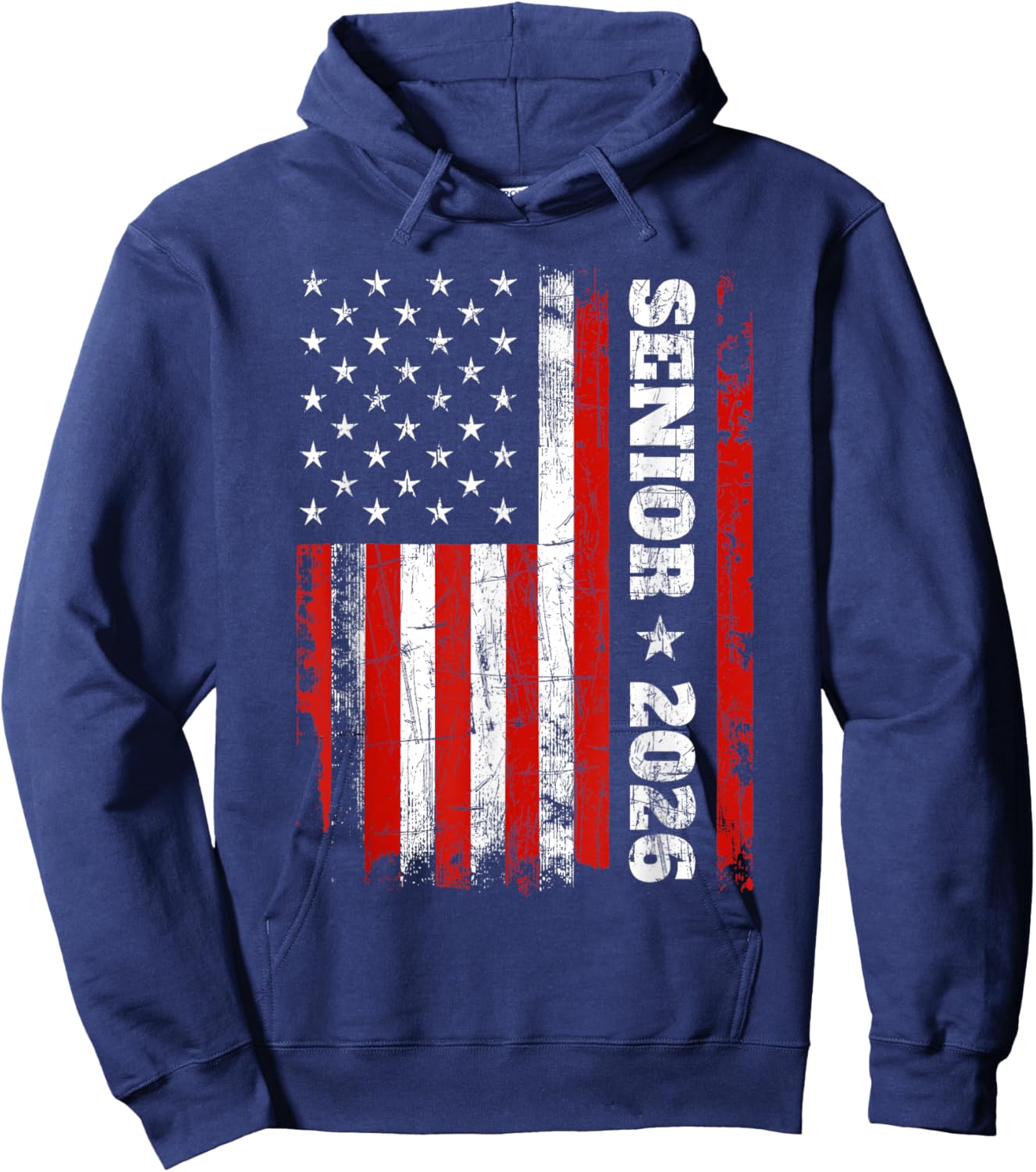 Graduation 2026 Shirt Design with US Flag Senior Class 2026 Hoodie - Hoodie | Navy