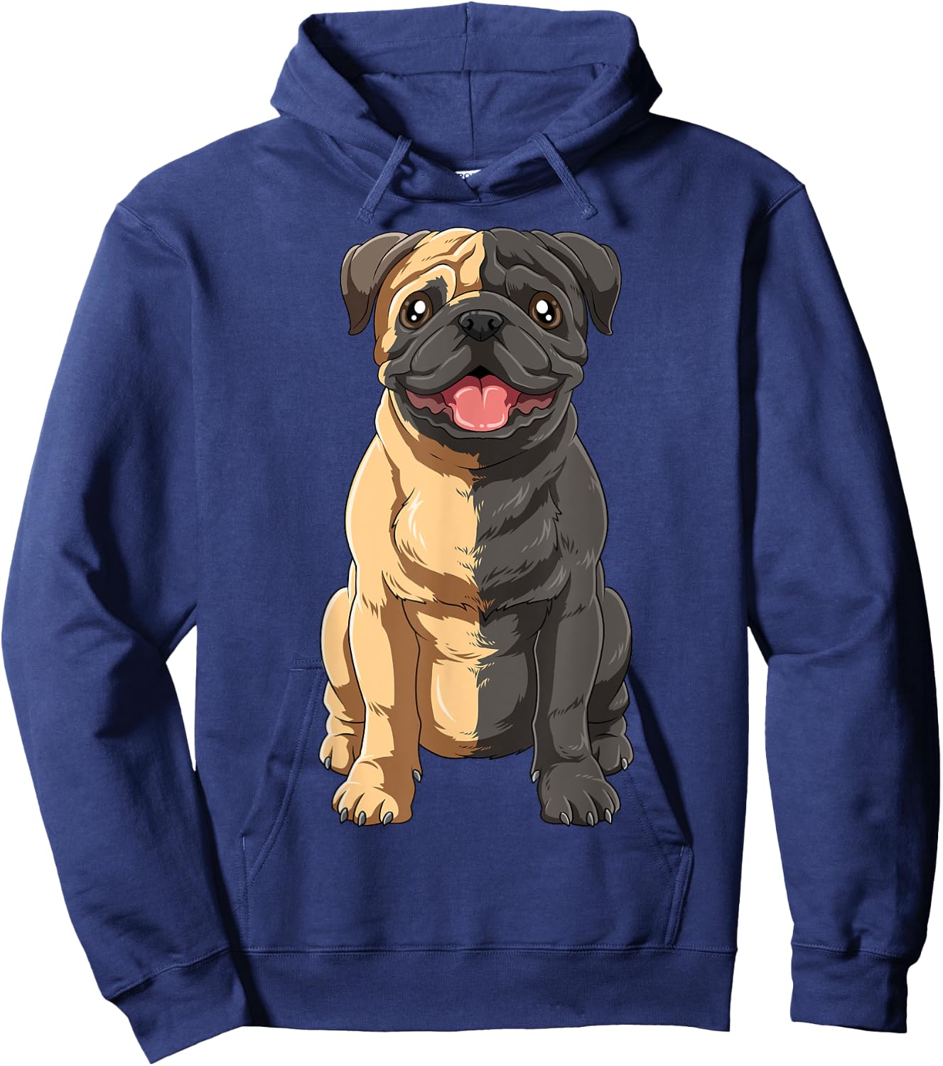 Half Black Pug Half Fawn Pug Black And White Pug Lovers Hoodie - Hoodie | Navy