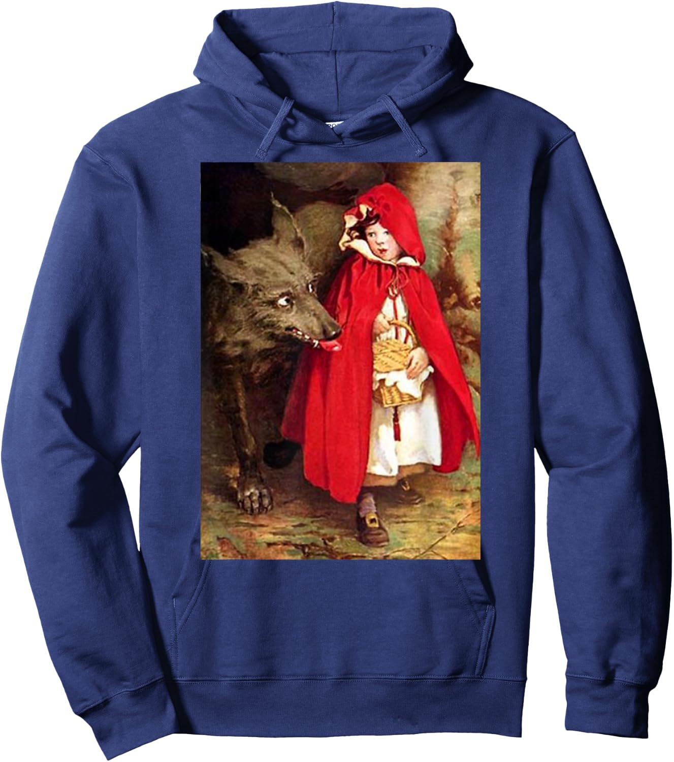 Vintage Fairytales Bad Wolf and Little Red Riding Hood Hoodie - Hoodie | Navy