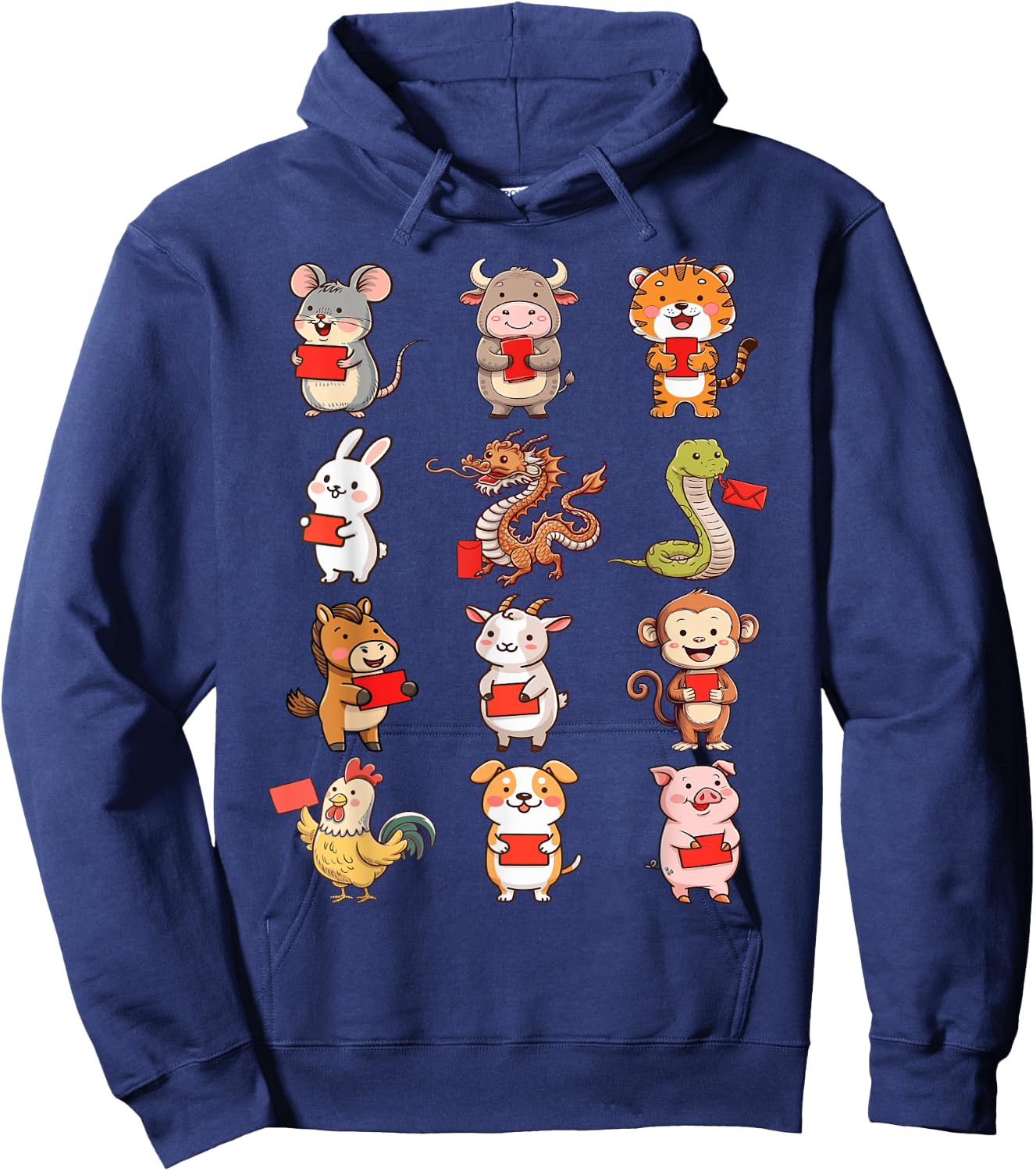 Chinese Zodiac Animals Rabbit Snake Horse Chinese New Year Hoodie - Hoodie | Navy