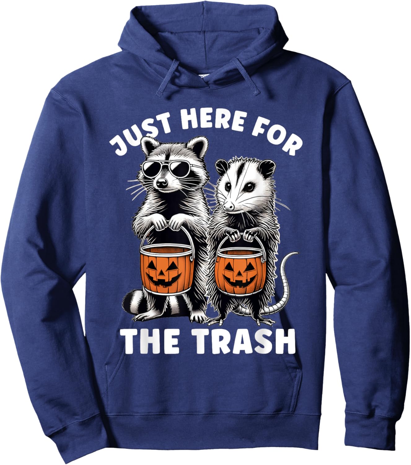 Halloween Raccoon Possum Just Here For The Trash Raccoon Hoodie - Hoodie | Navy