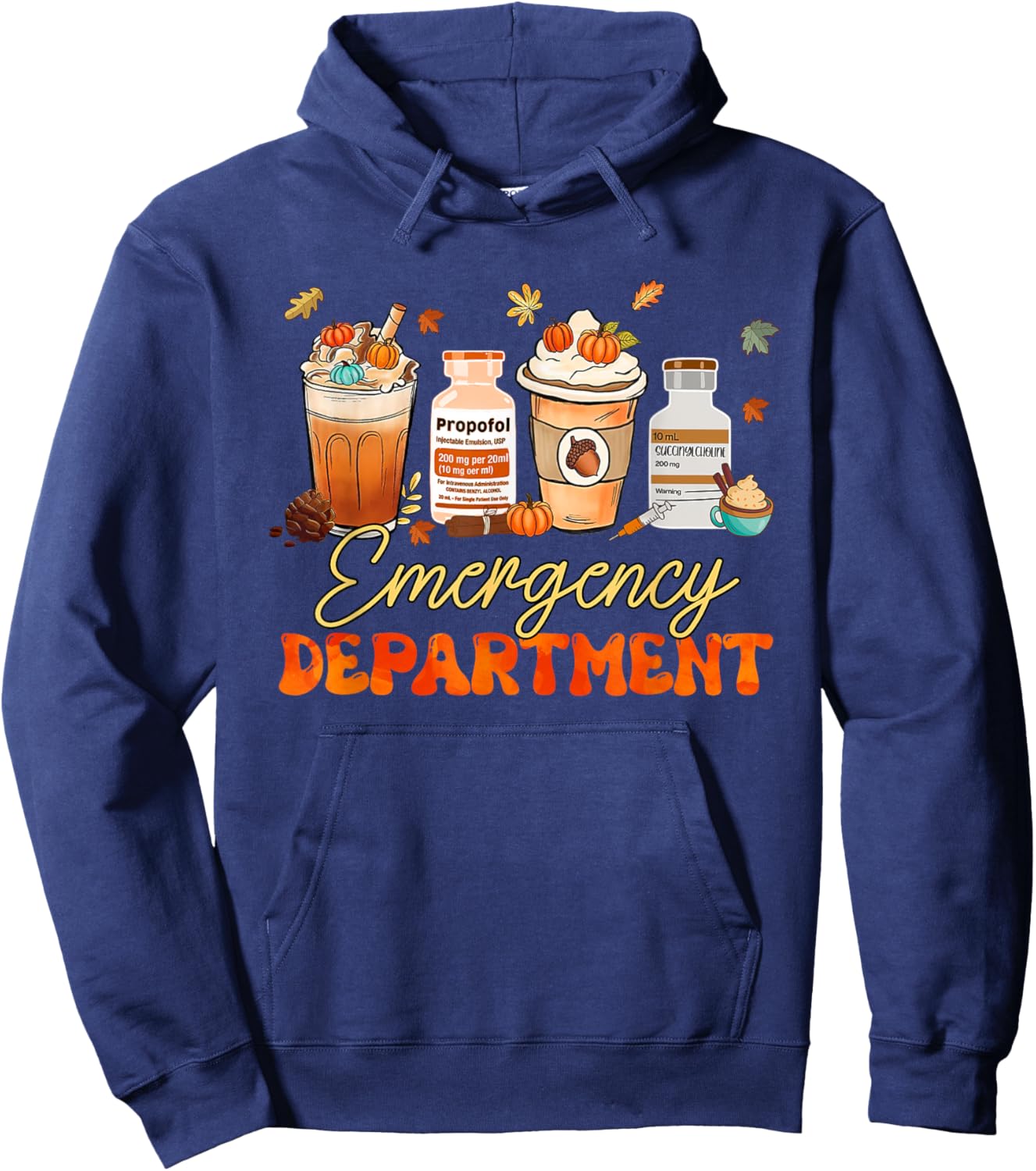 Fall ER Nurse Emergency Room Nurse School Pumpkin Spice Hoodie - Hoodie | Navy
