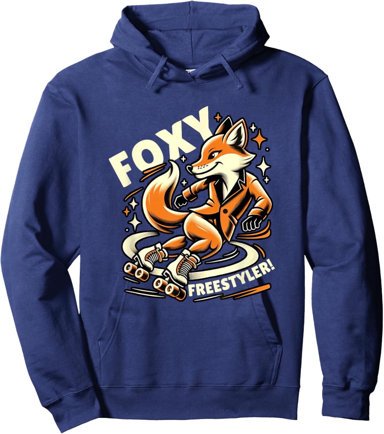 Foxy Freestyler Roller Skating Fox Retro Rollerblading Hoodie - Hoodie | Navy