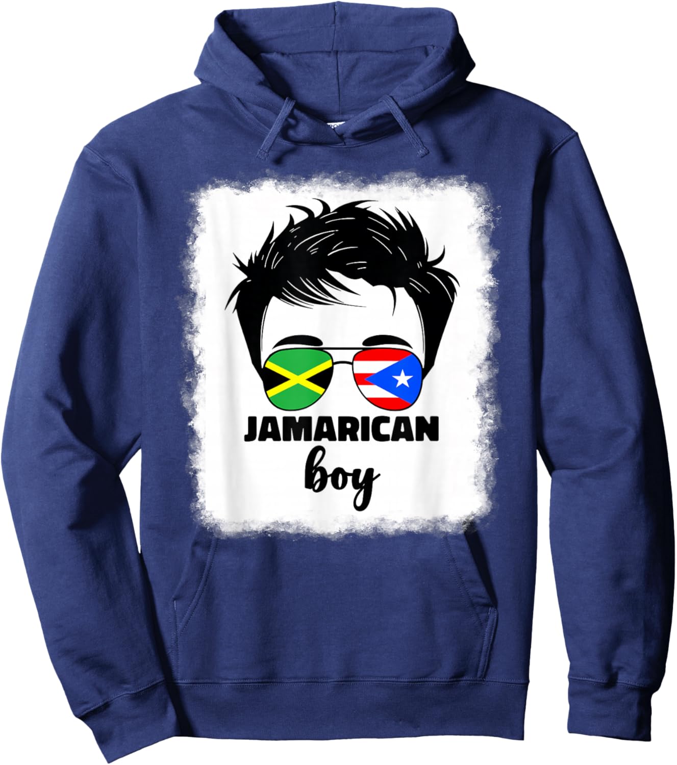 Half Jamaican And Puerto Rican Rico Jamaica Flag Kids Boys Hoodie - Hoodie | Navy