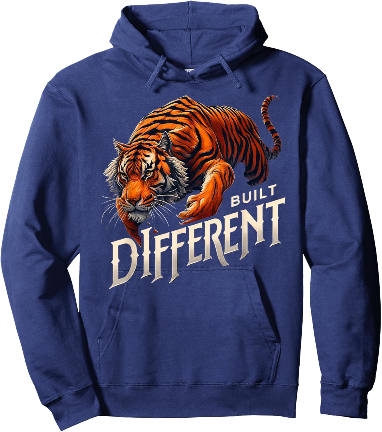 Built Different - Roar of Strength Fitness Motivation Tiger Hoodie - Hoodie | Navy