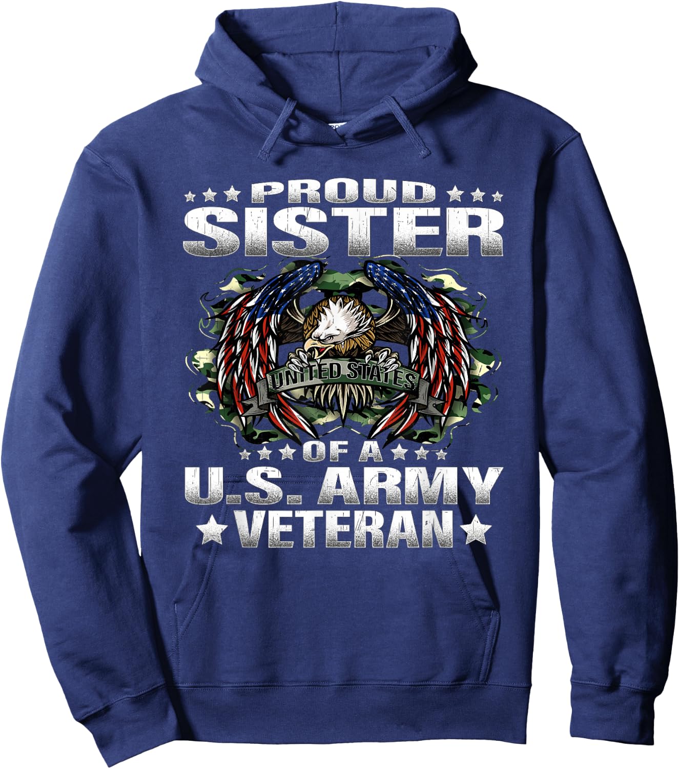 Proud Sister Of A US Army Veteran Military Vet's Sibling Hoodie - Hoodie | Navy
